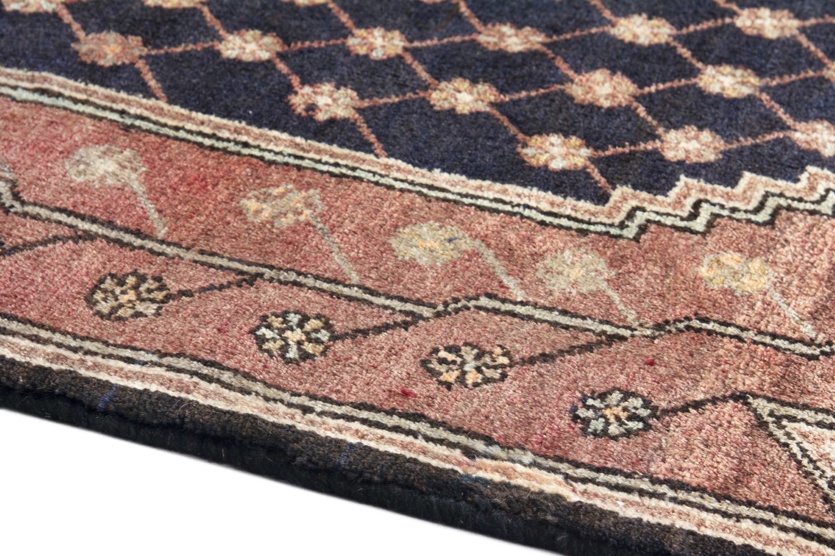Persian Hamedan runner rug in deep red and navy, view 8 of 17