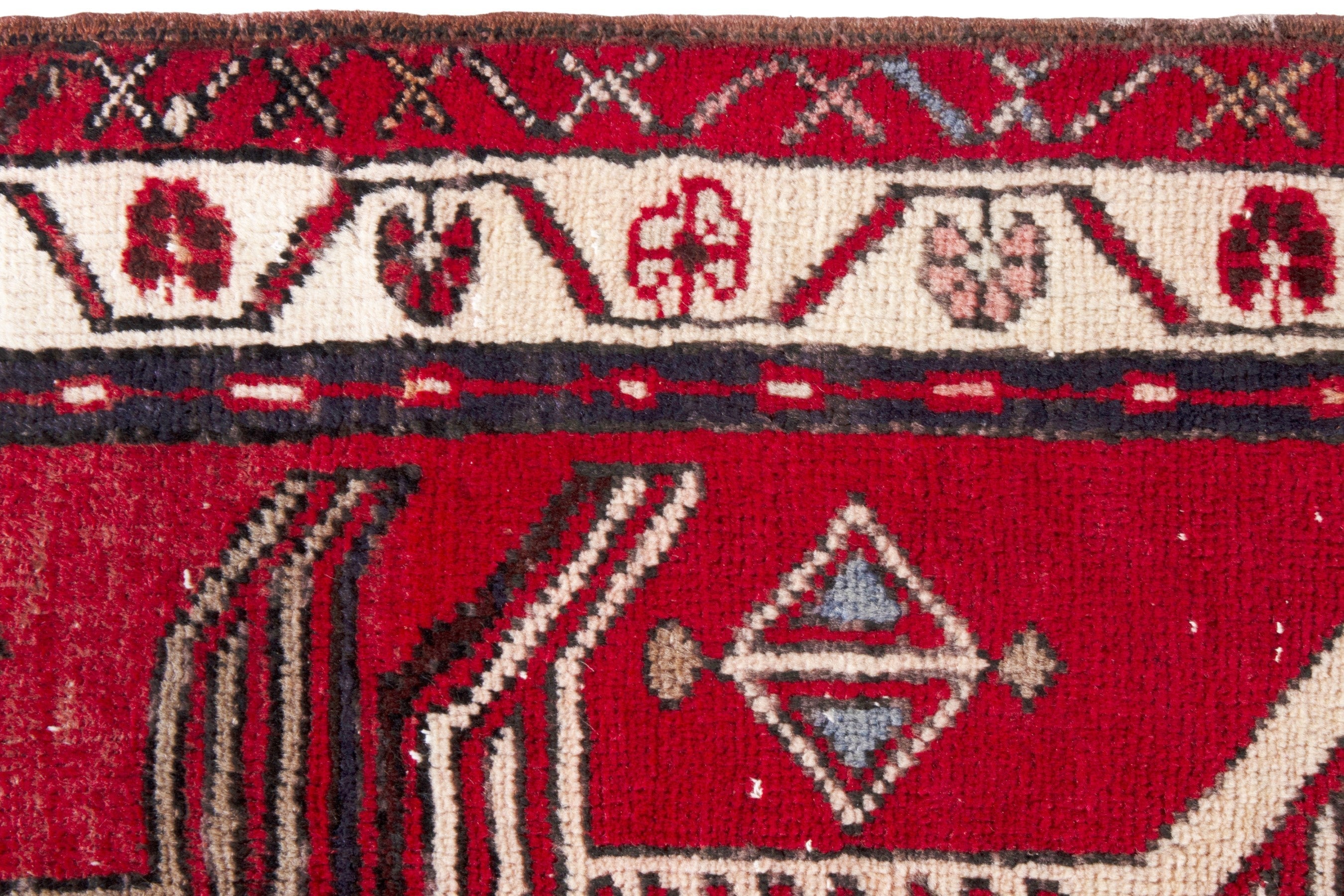 Persian Azerbaijan runner rug in deep red and cream, view 12 of 19