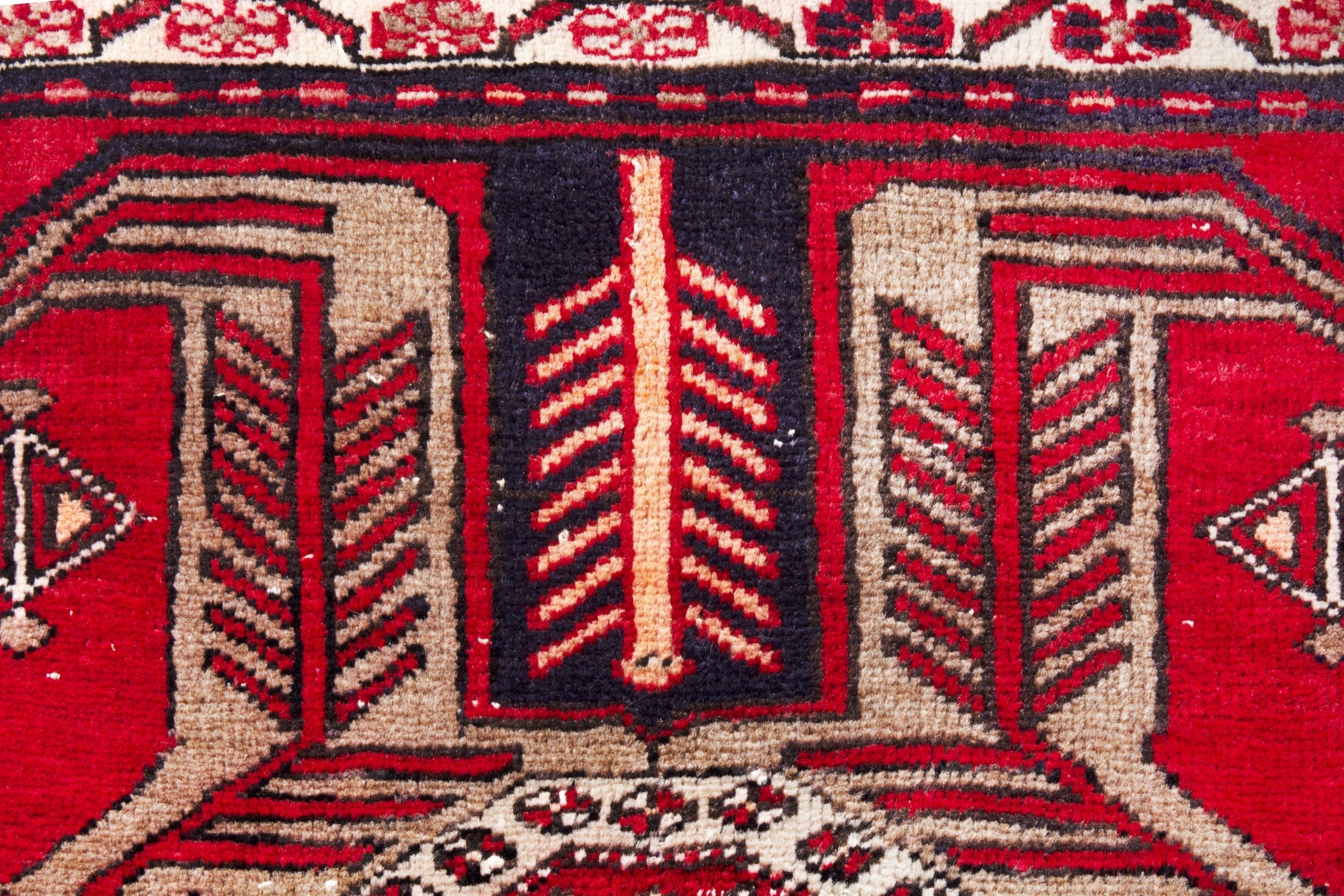 Persian Azerbaijan runner rug in deep red and cream, view 13 of 19