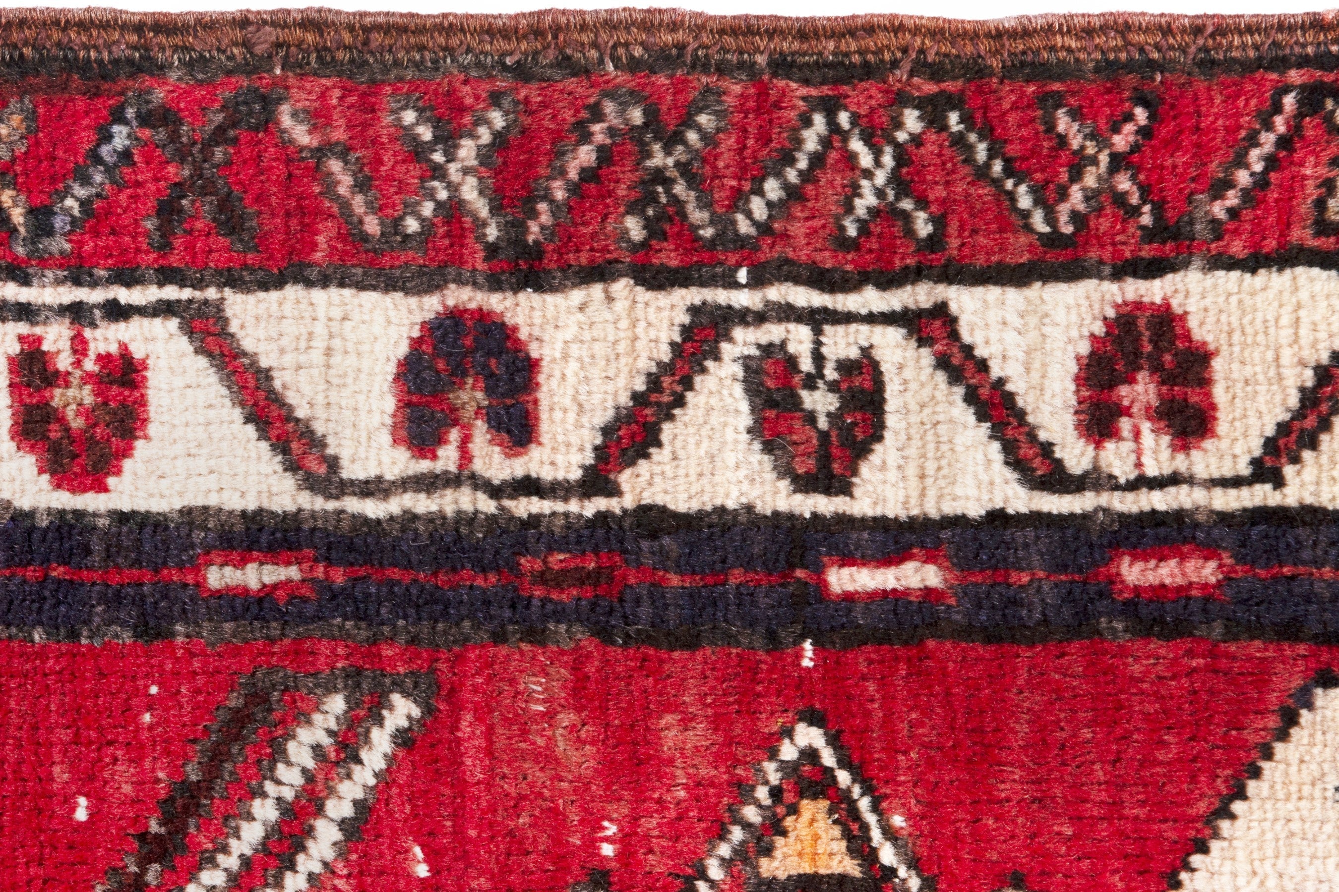 Persian Azerbaijan runner rug in deep red and cream, view 14 of 19