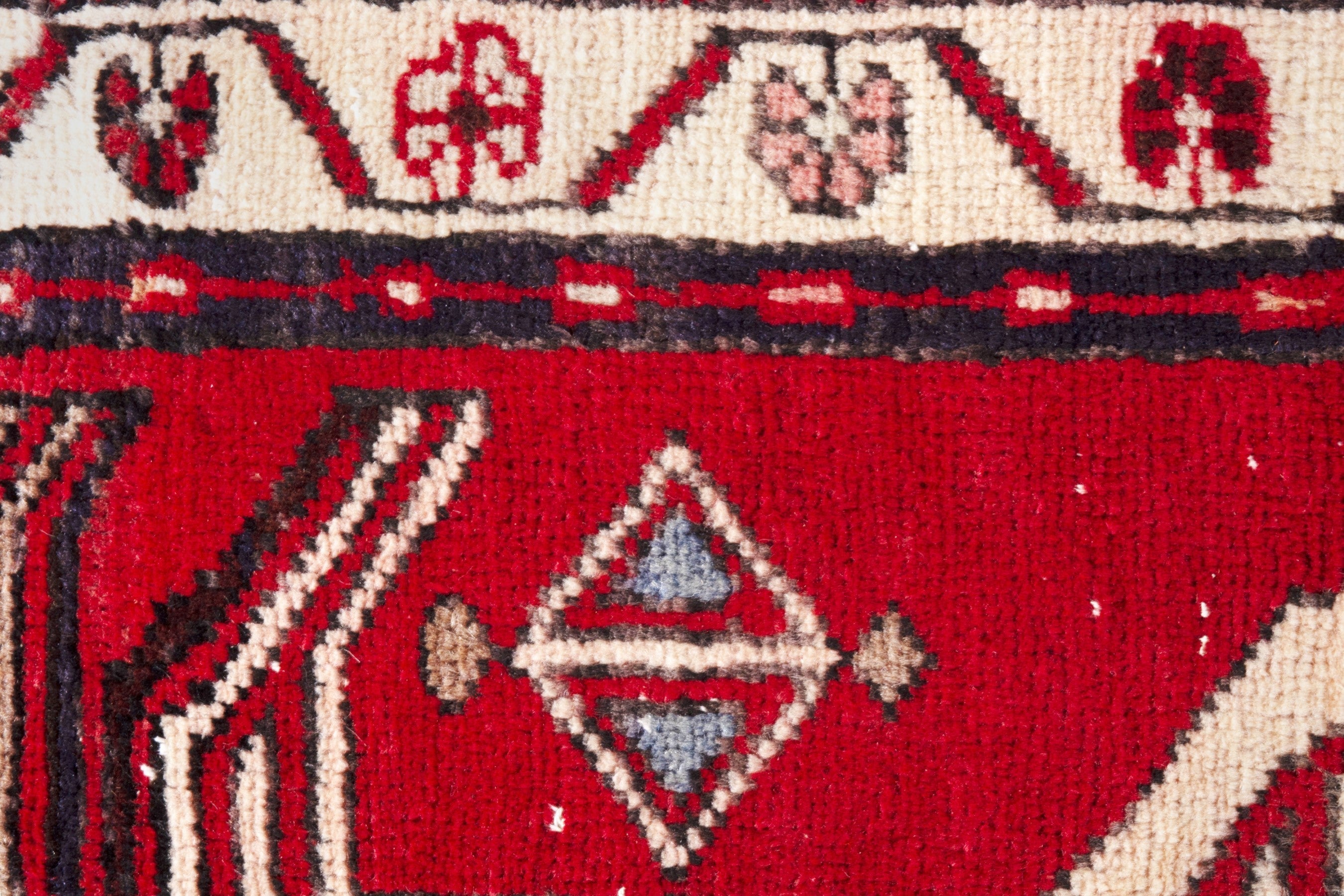 Persian Azerbaijan runner rug in deep red and cream, view 15 of 19