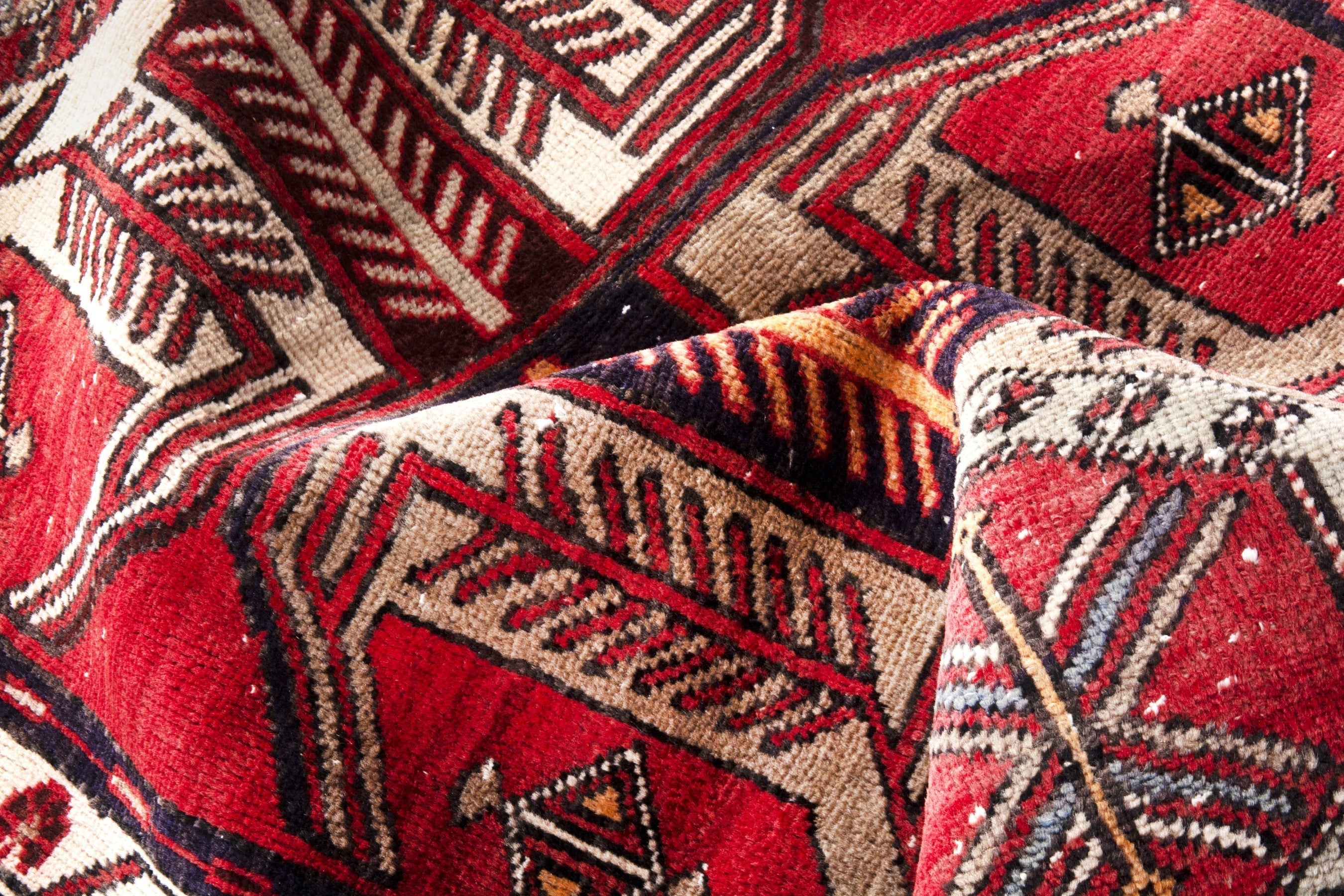 Persian Azerbaijan runner rug in deep red and cream, view 16 of 19