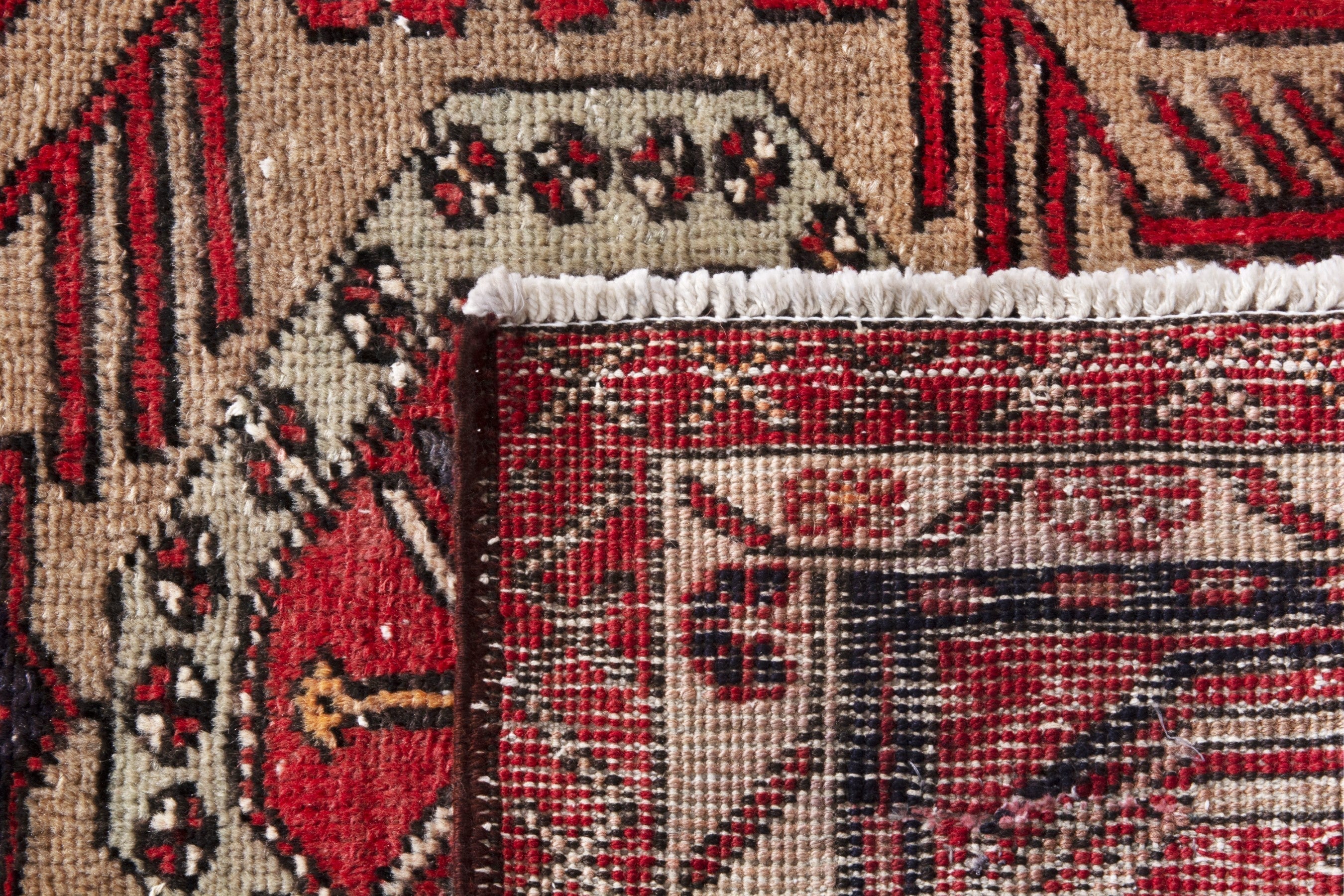 Persian Azerbaijan runner rug in deep red and cream, view 19 of 19
