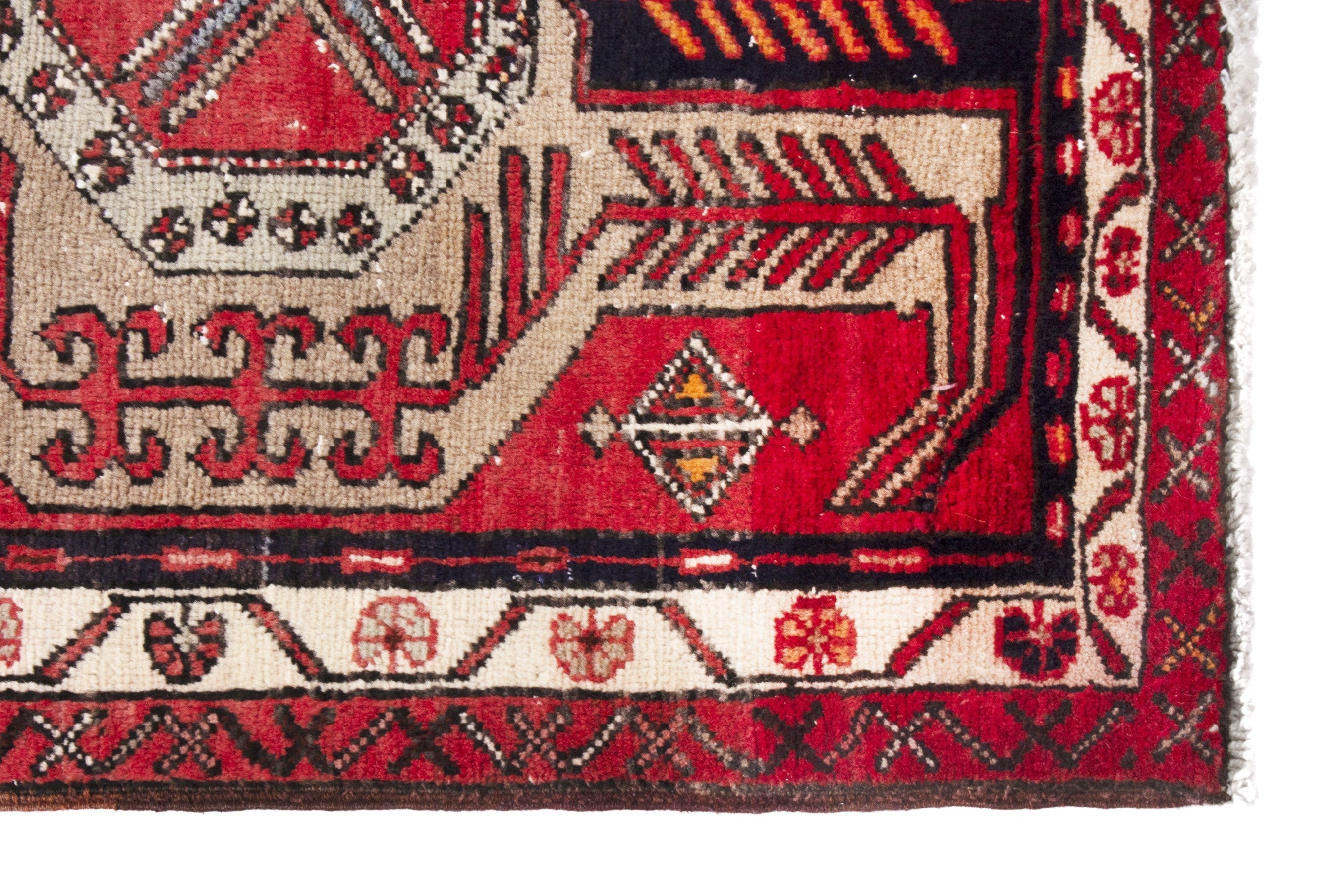 Persian Azerbaijan runner rug in deep red and cream, view 5 of 19