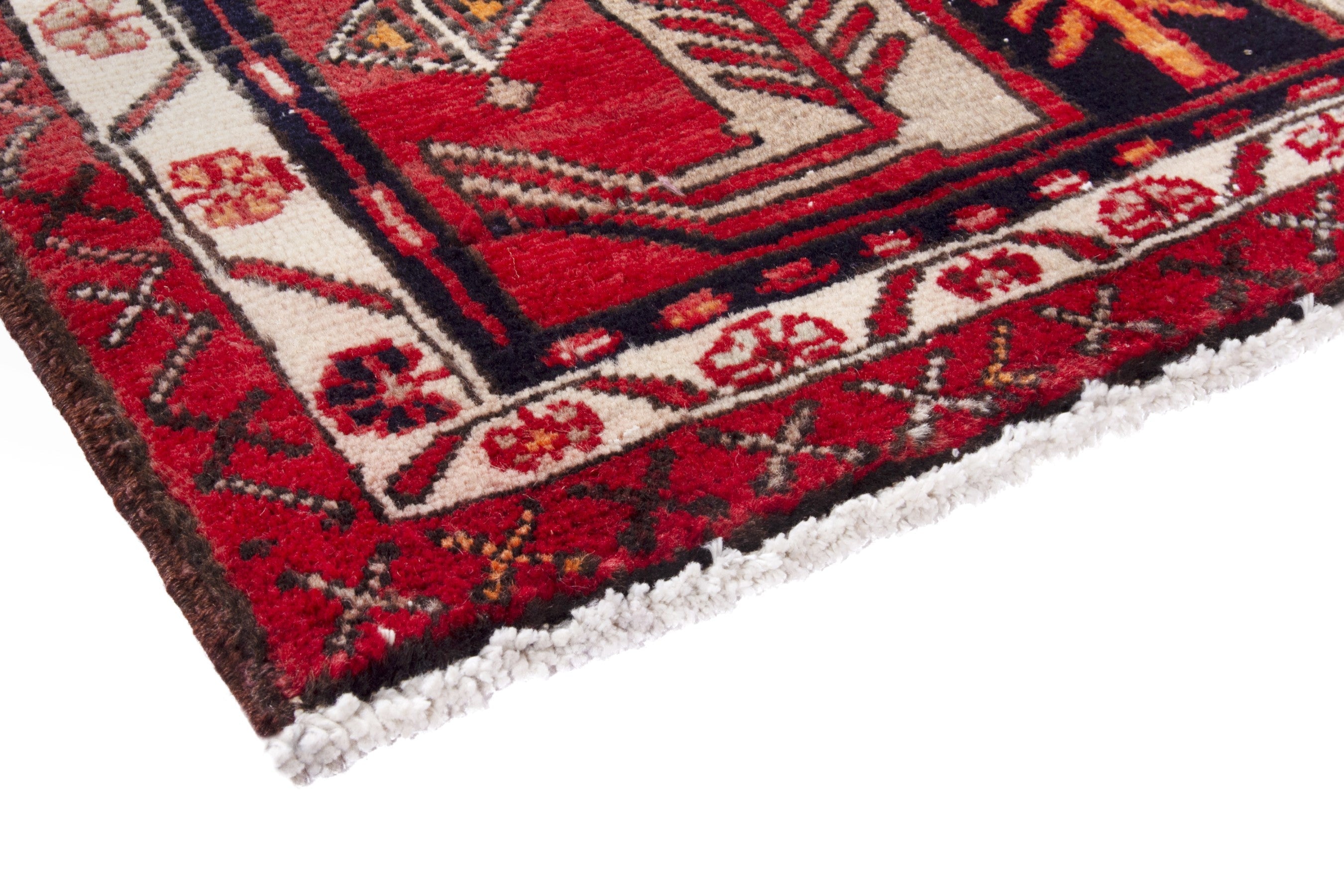 Persian Azerbaijan runner rug in deep red and cream, view 4 of 19