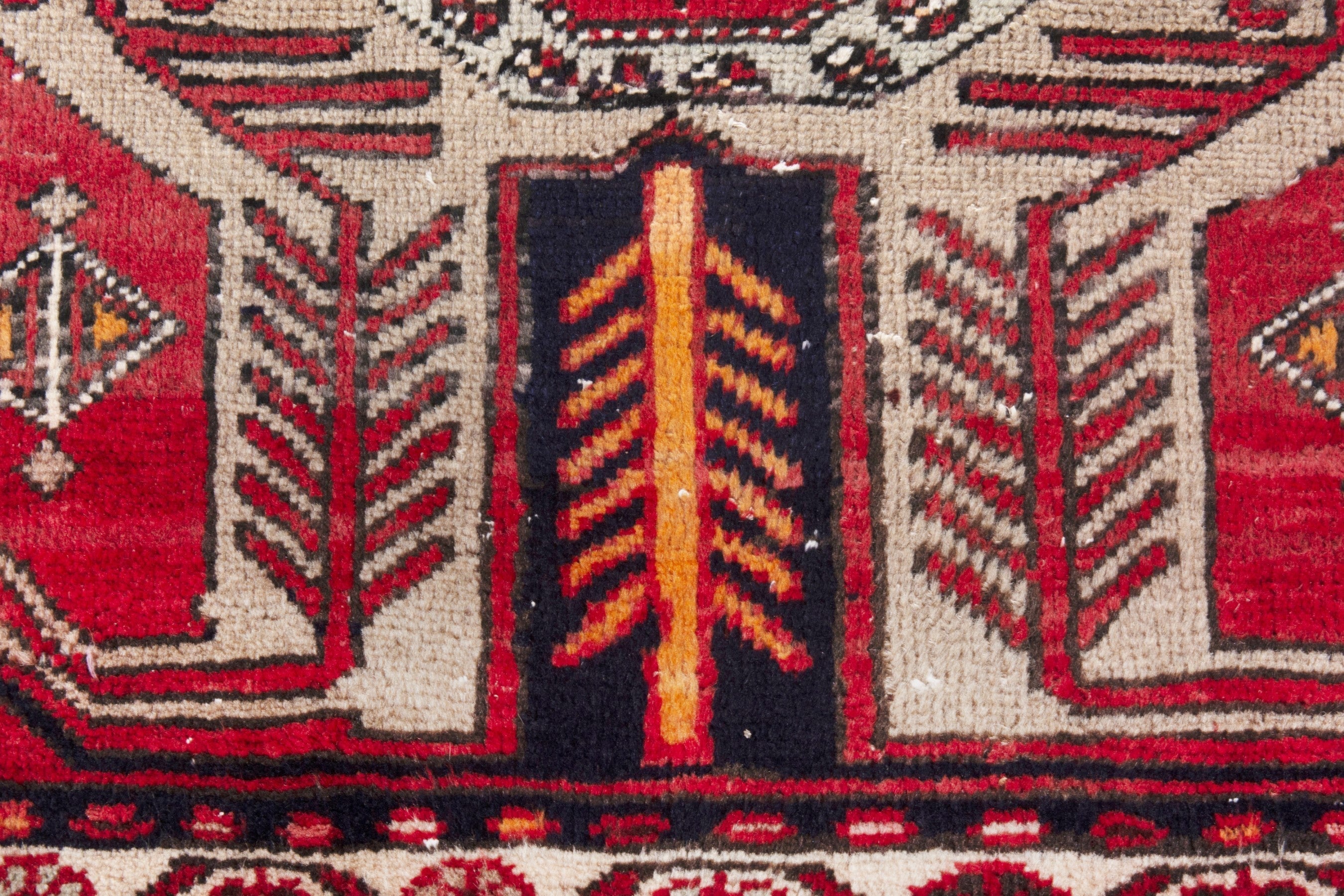Persian Azerbaijan runner rug in deep red and cream, view 9 of 19