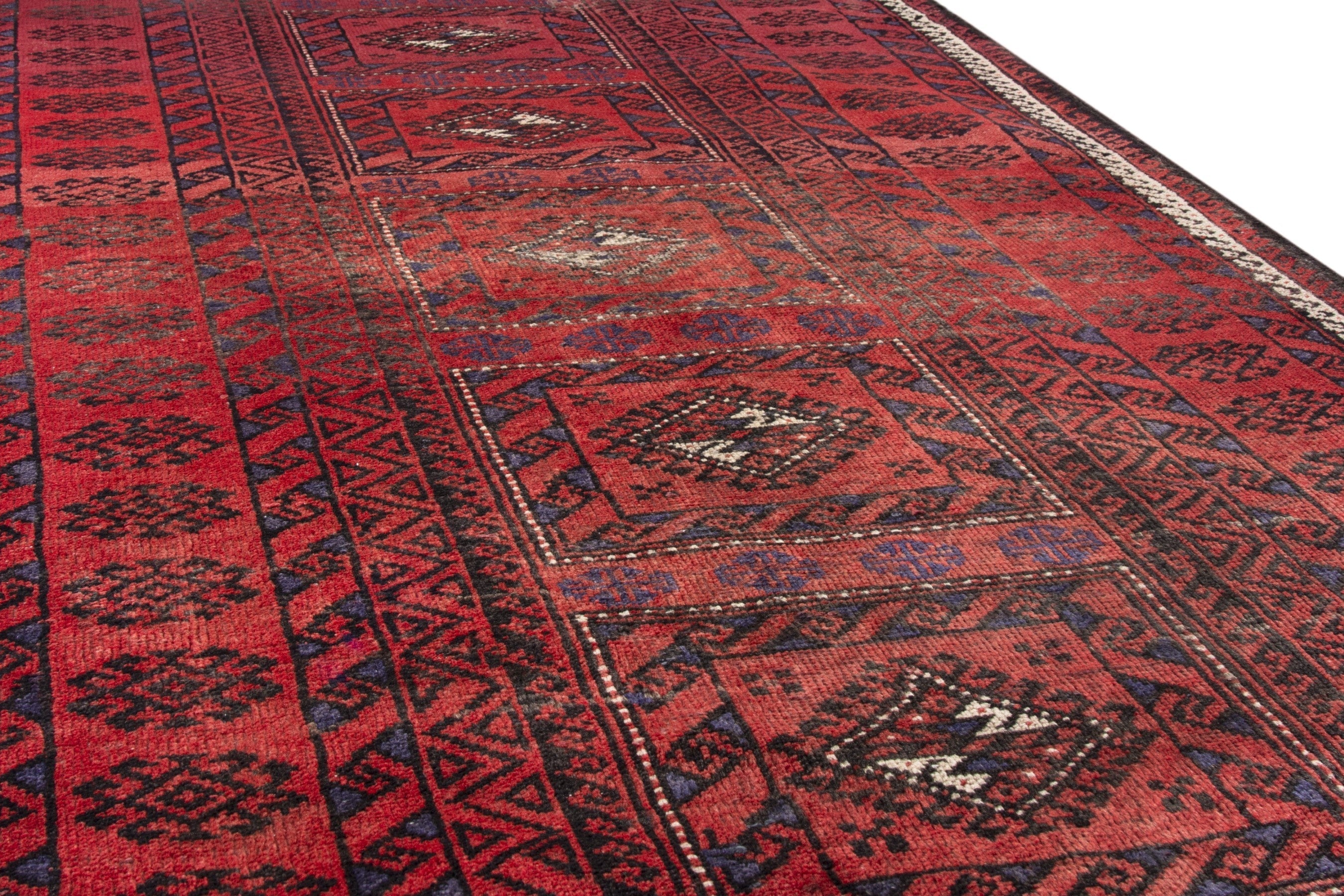 Persian Baluch runner rug in deep red and burgundy, view 10 of 18