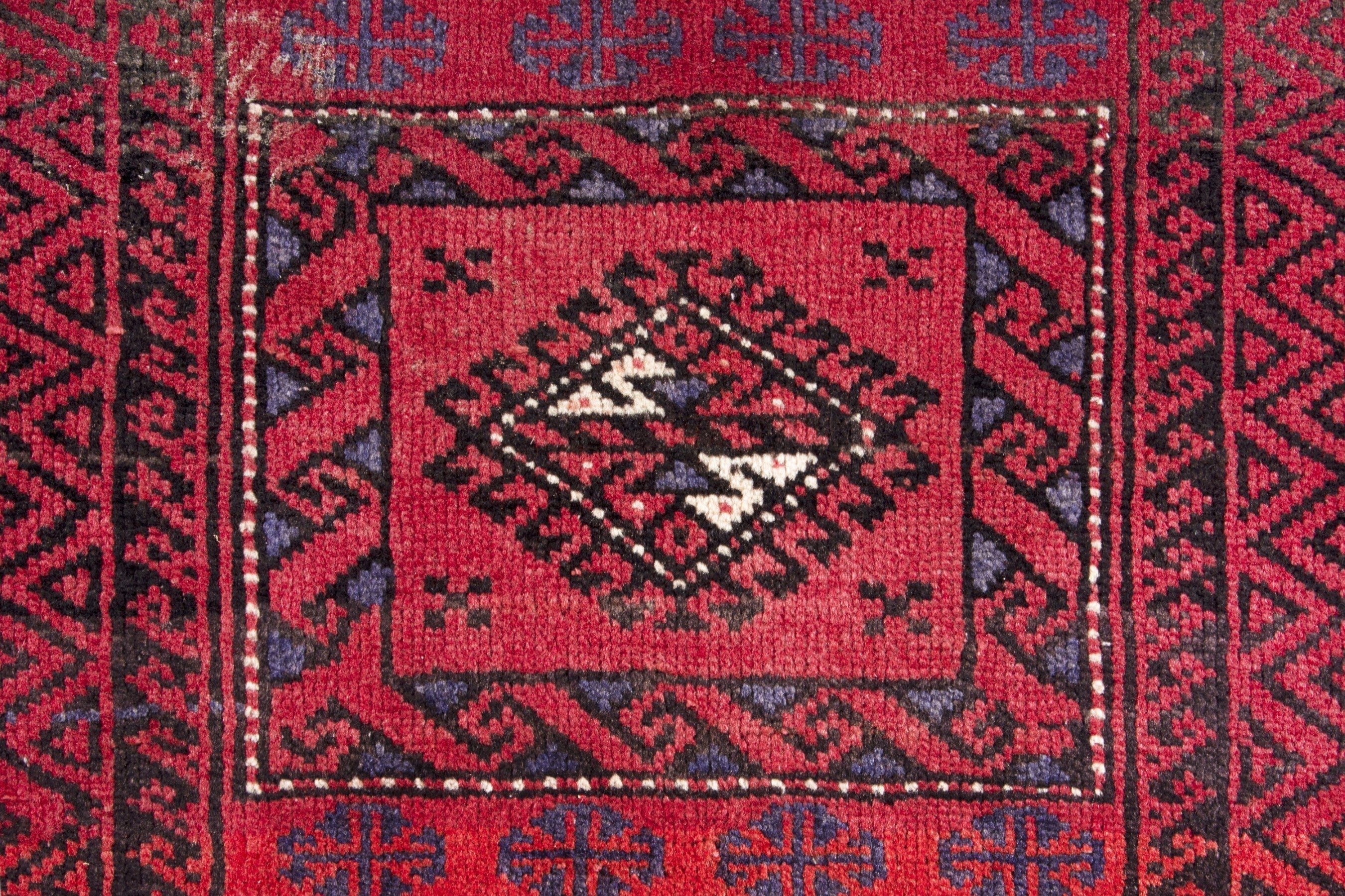Persian Baluch runner rug in deep red and burgundy, view 11 of 18