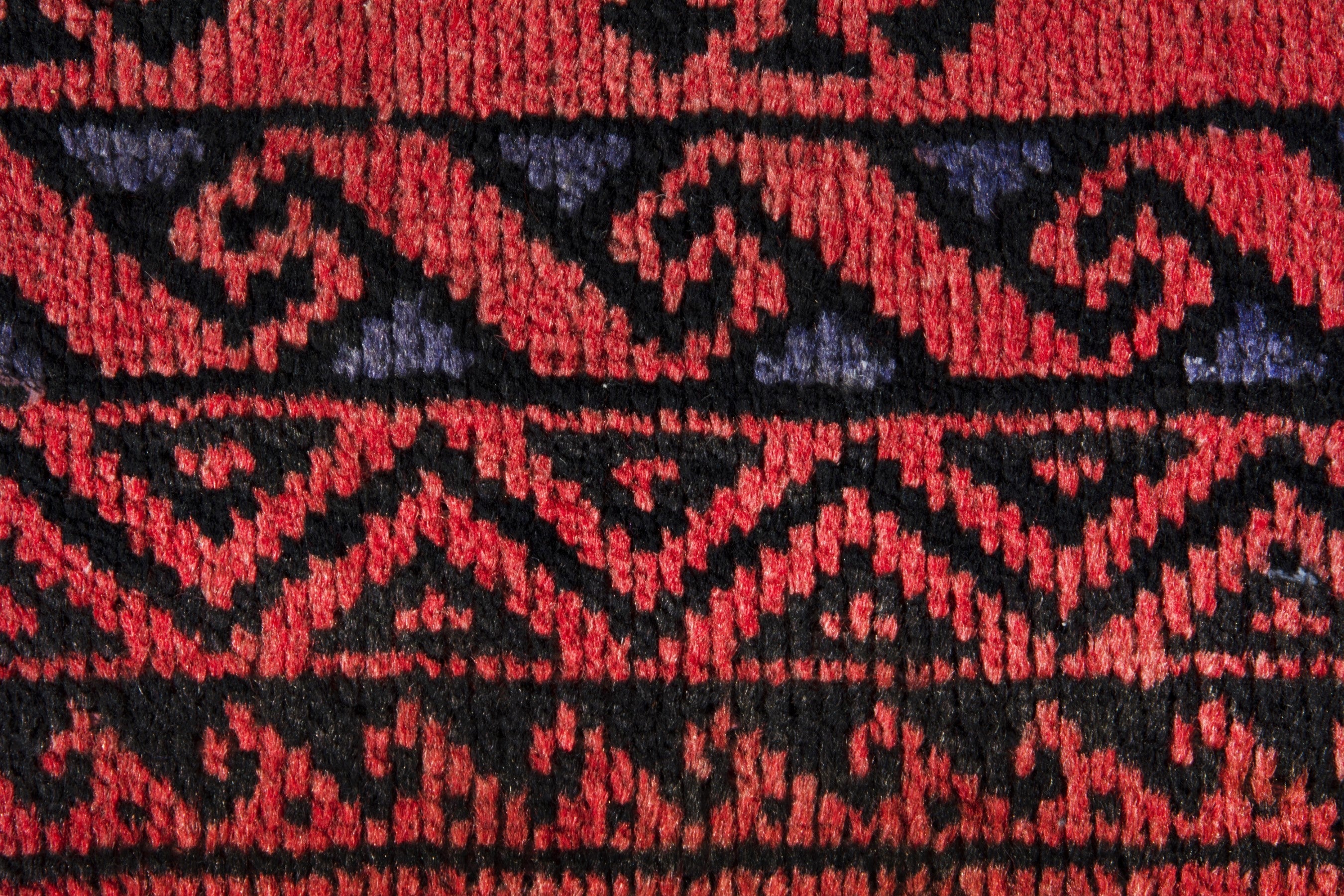 Persian Baluch runner rug in deep red and burgundy, view 14 of 18