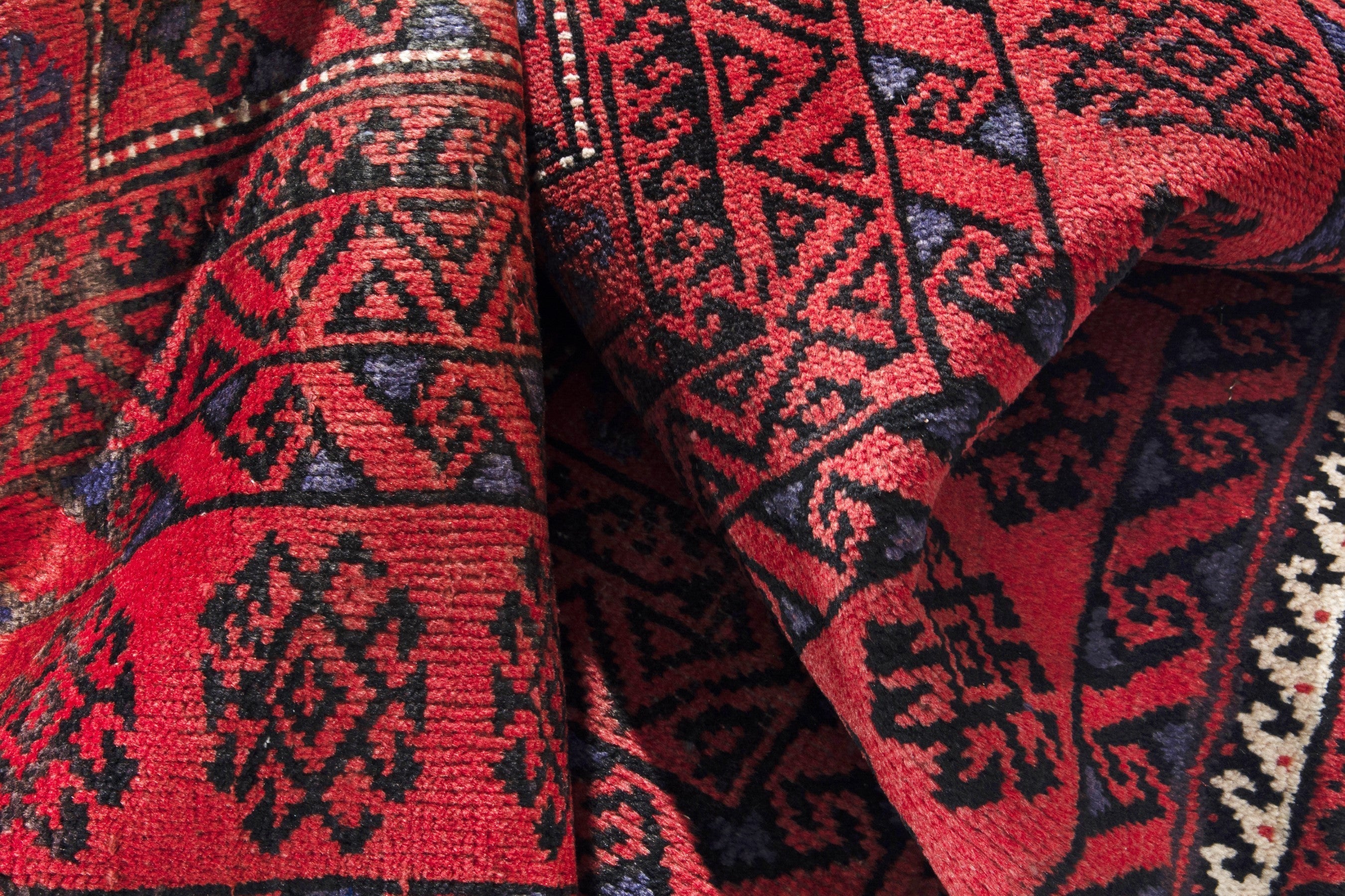 Persian Baluch runner rug in deep red and burgundy, view 15 of 18