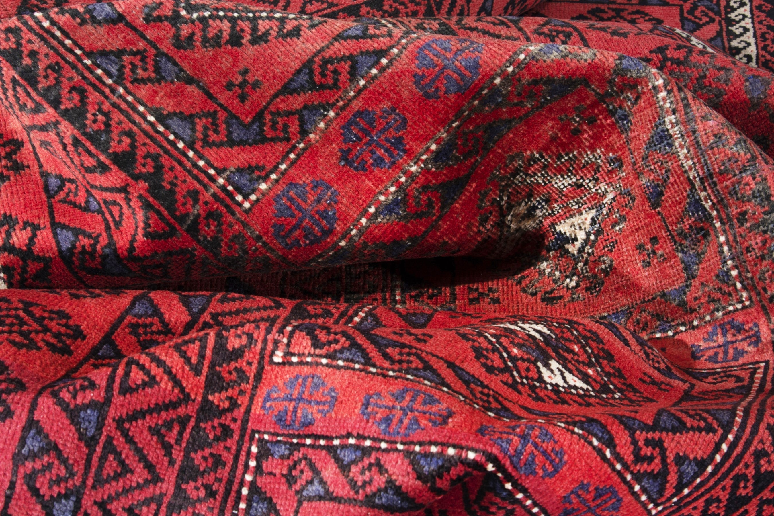 Persian Baluch runner rug in deep red and burgundy, view 16 of 18