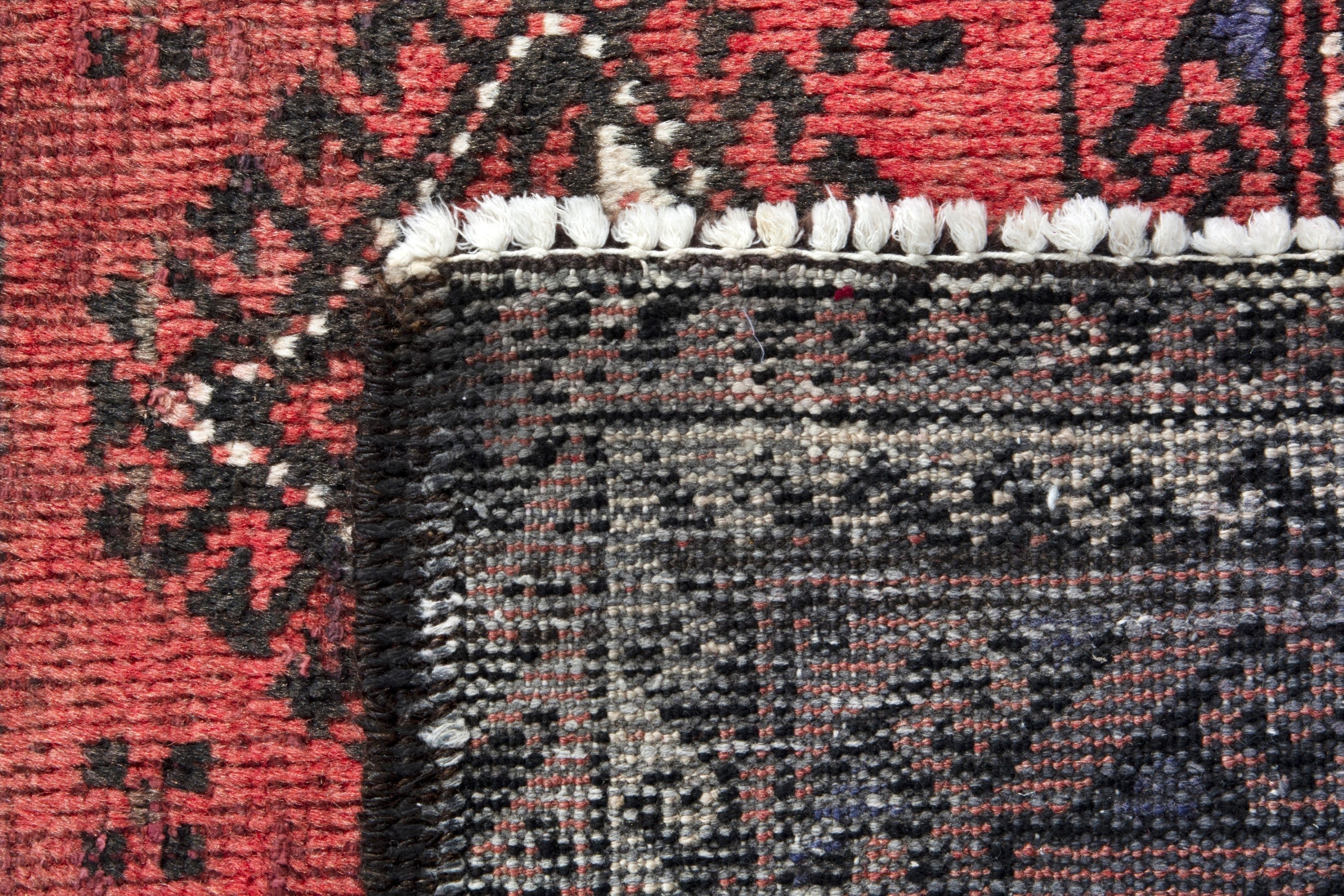 Persian Baluch runner rug in deep red and burgundy, view 18 of 18