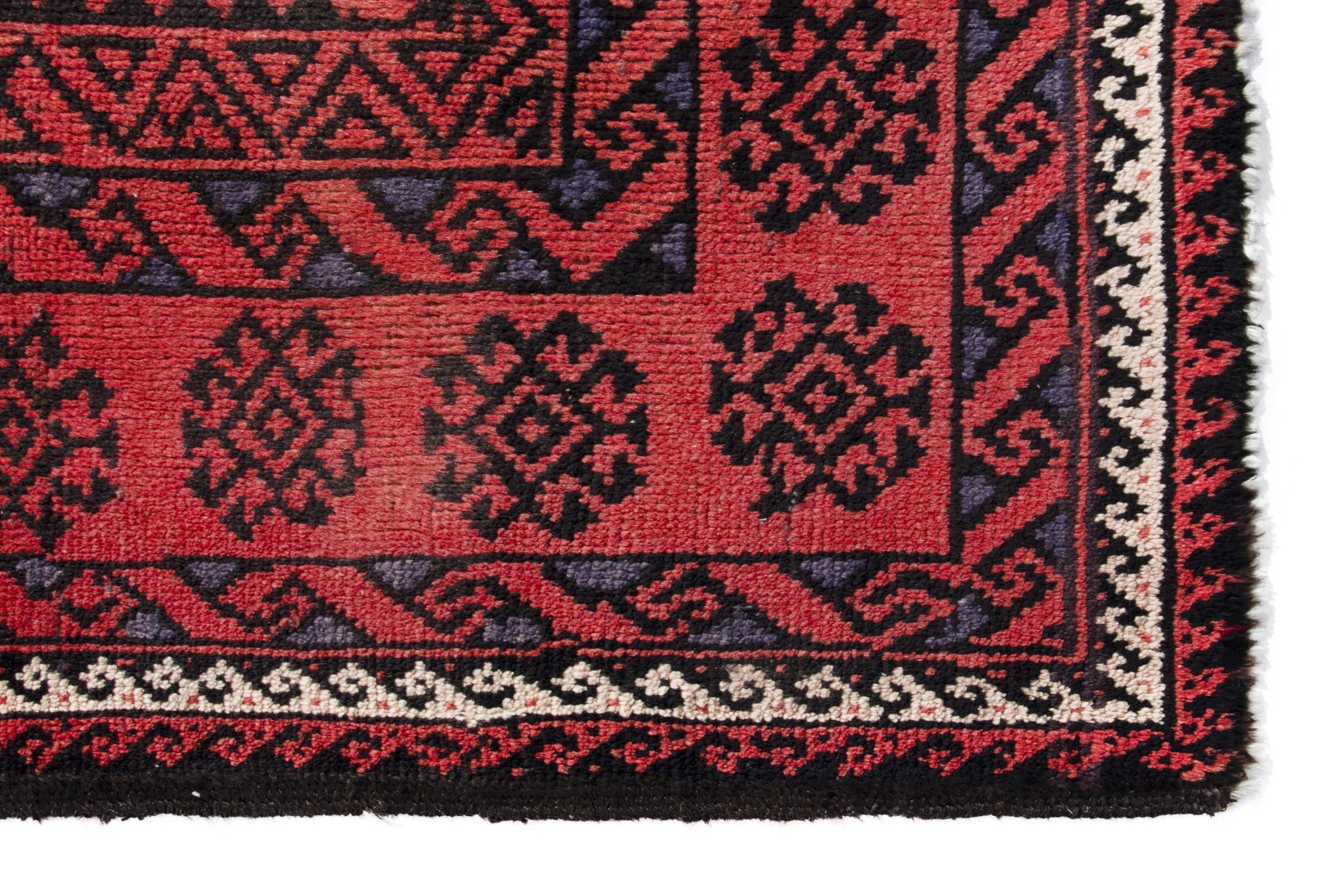 Persian Baluch runner rug in deep red and burgundy, view 5 of 18