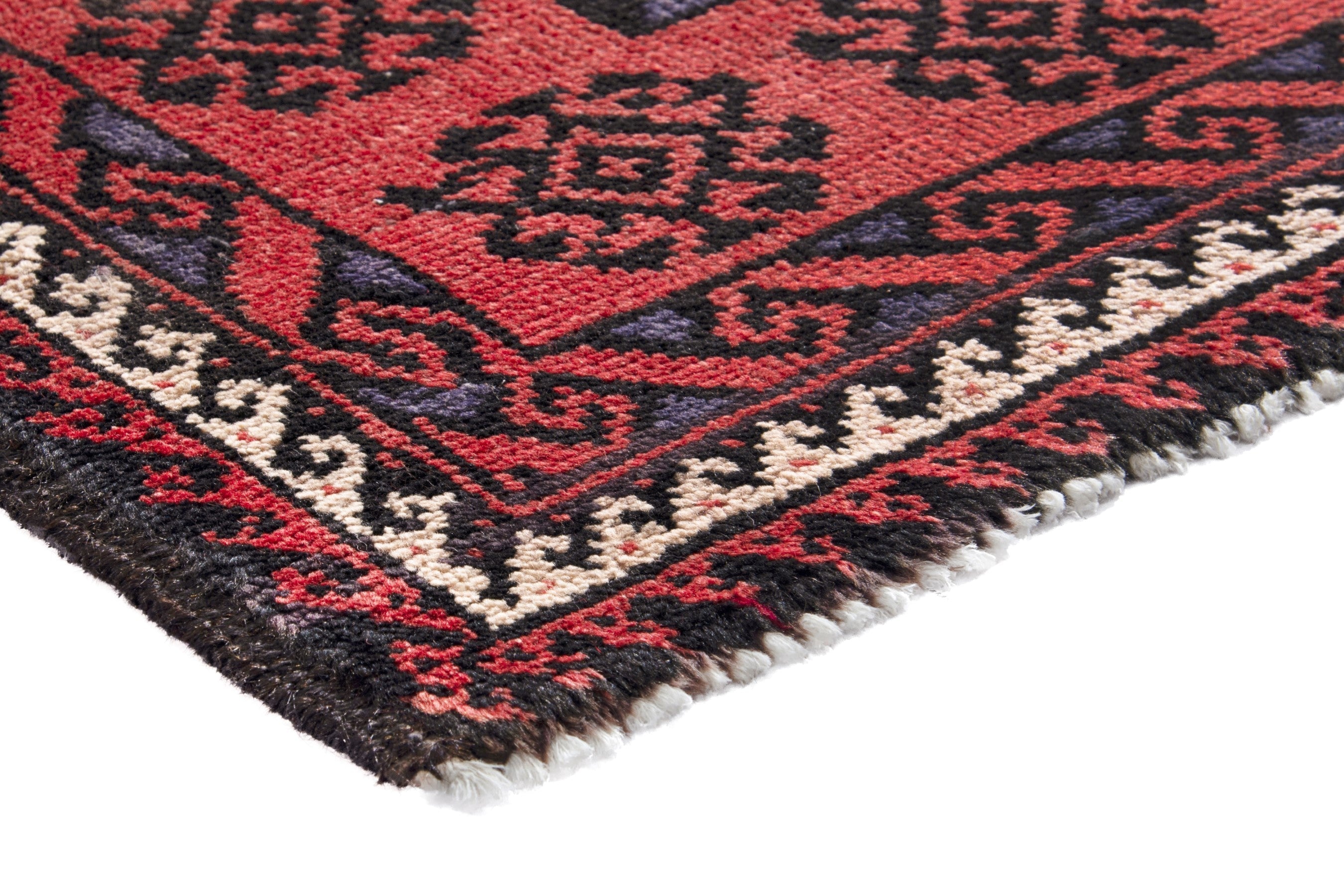 Persian Baluch runner rug in deep red and burgundy, view 4 of 18