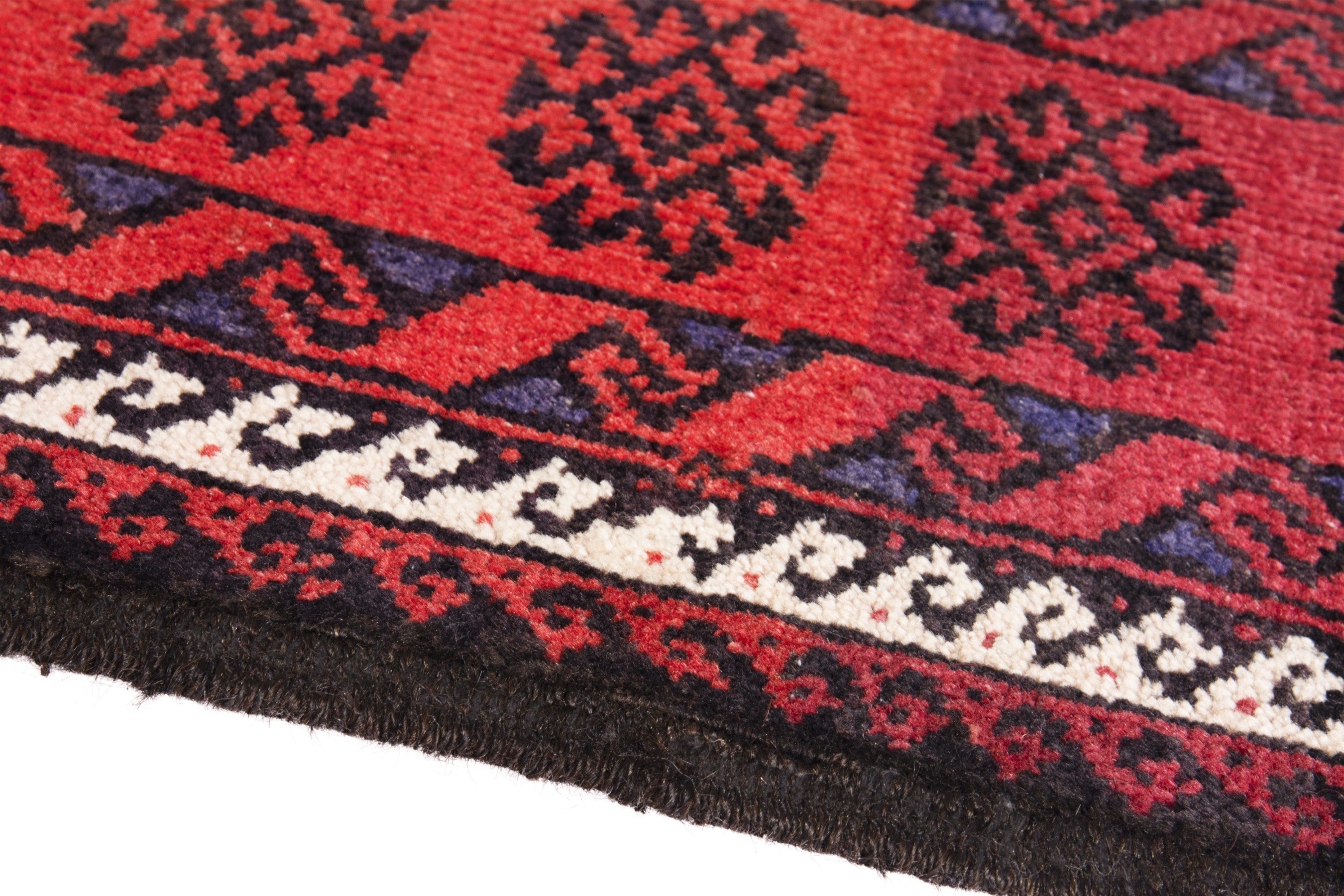 Persian Baluch runner rug in deep red and burgundy, view 8 of 18