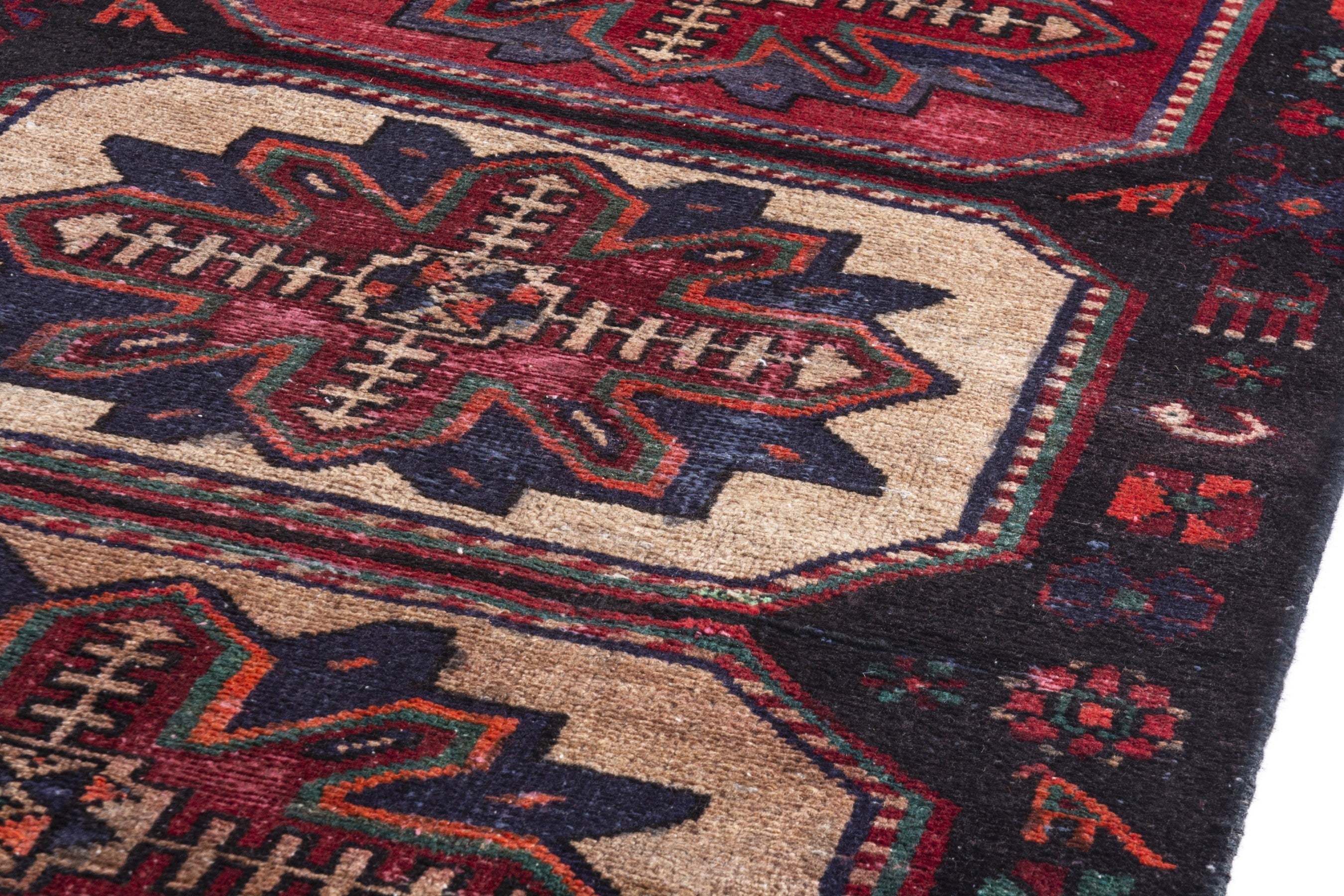 Persian Hamedan runner rug in burgundy and deep red, view 10 of 20