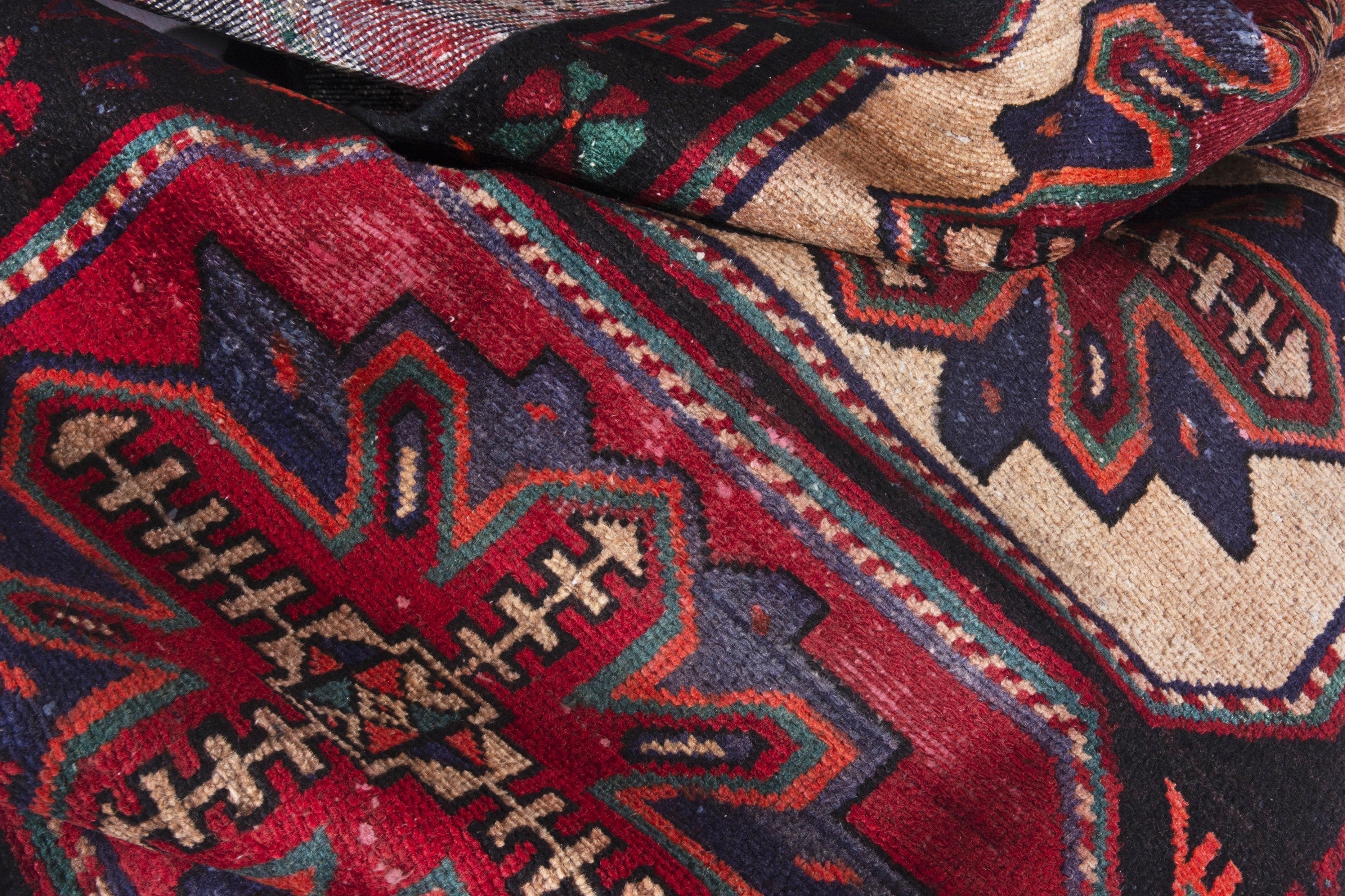 Persian Hamedan runner rug in burgundy and deep red, view 19 of 20