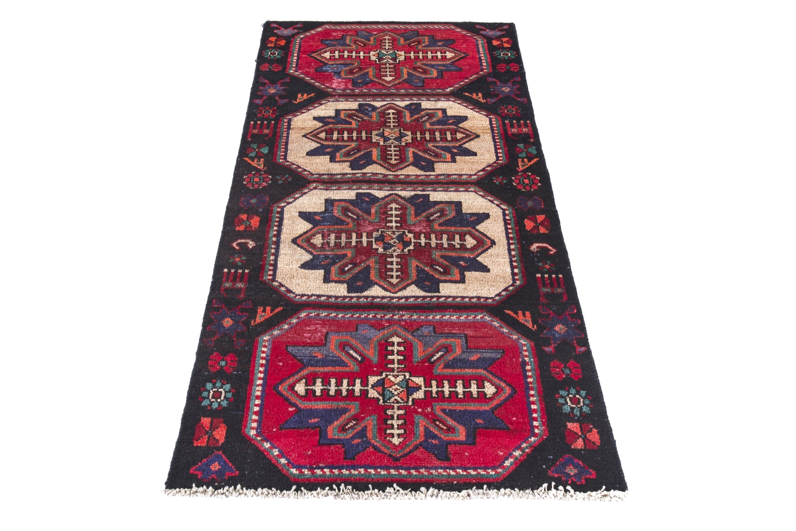 Persian Hamedan runner rug in burgundy and deep red, view 3 of 20