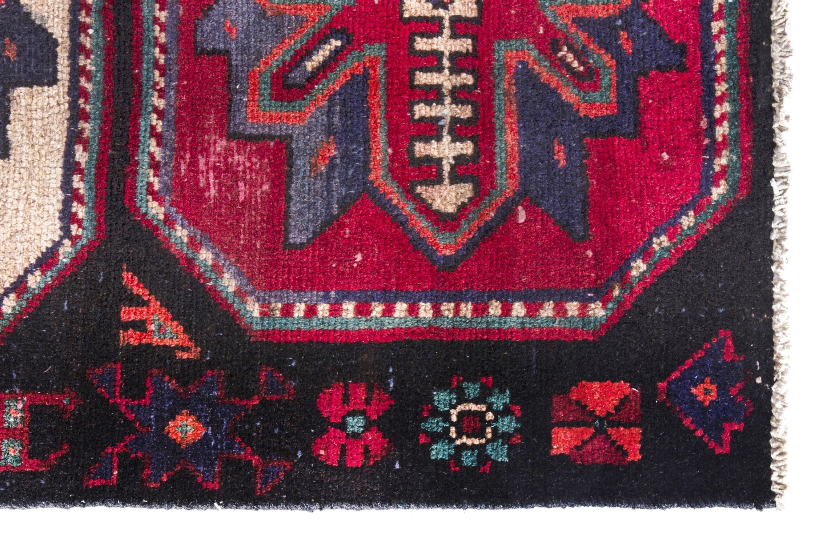 Persian Hamedan runner rug in burgundy and deep red, view 5 of 20