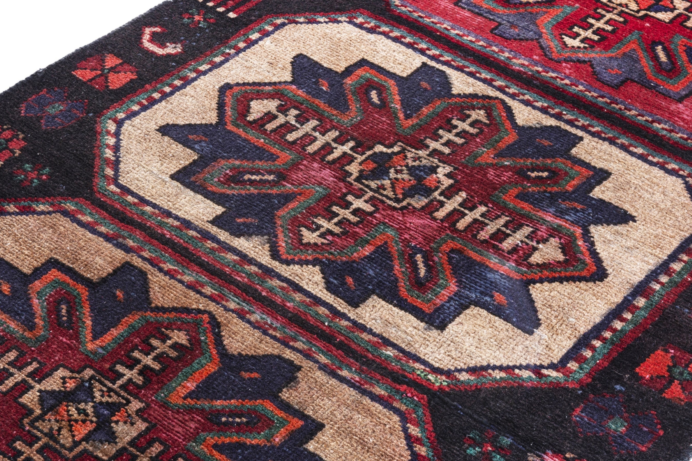 Persian Hamedan runner rug in burgundy and deep red, view 9 of 20