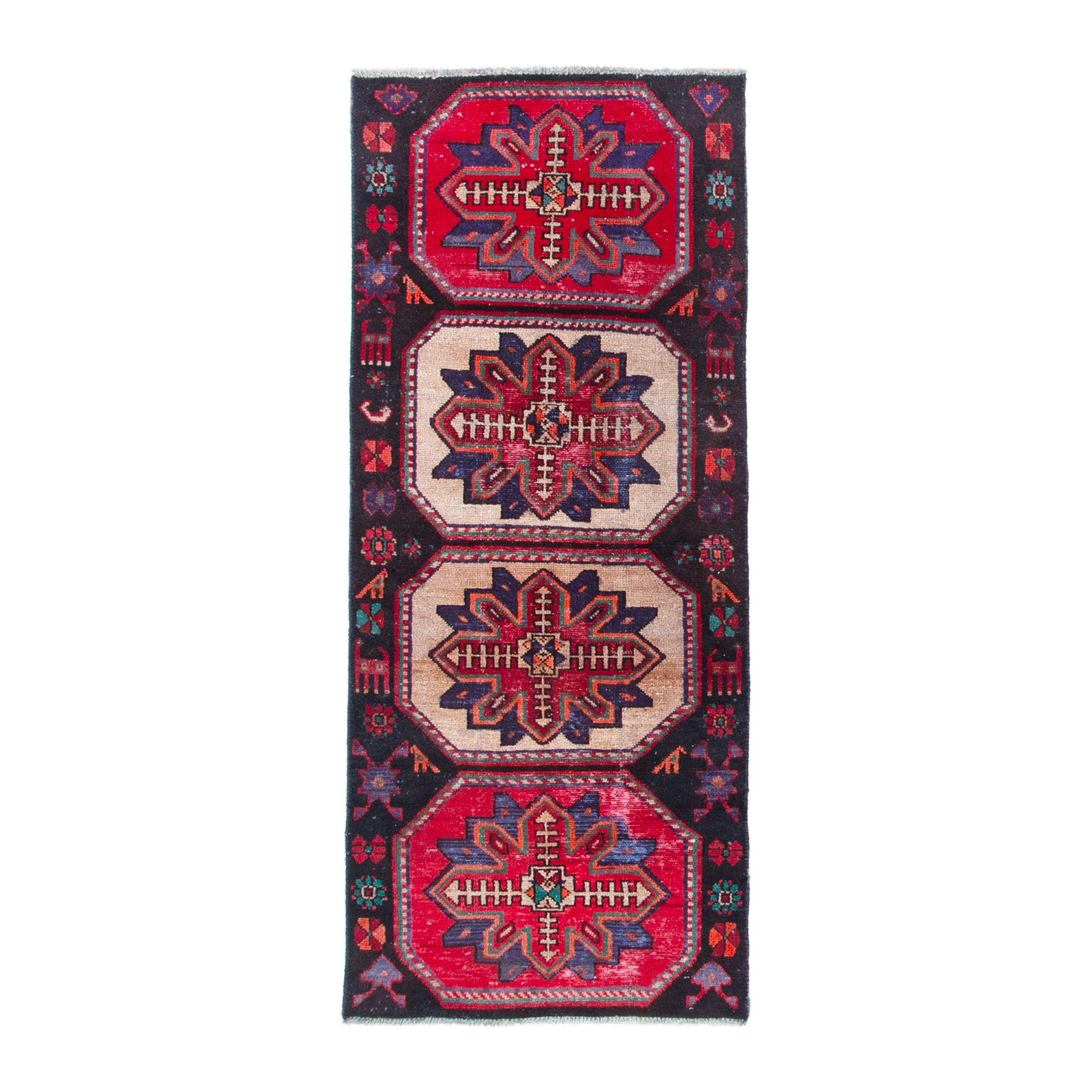 Persian Hamedan runner rug in burgundy and deep red, 2'9" x 6'5"