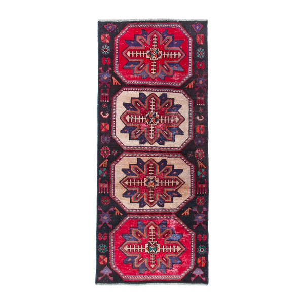 Persian Hamadan runner rug in burgundy and deep red, 2'9" x 6'5"
