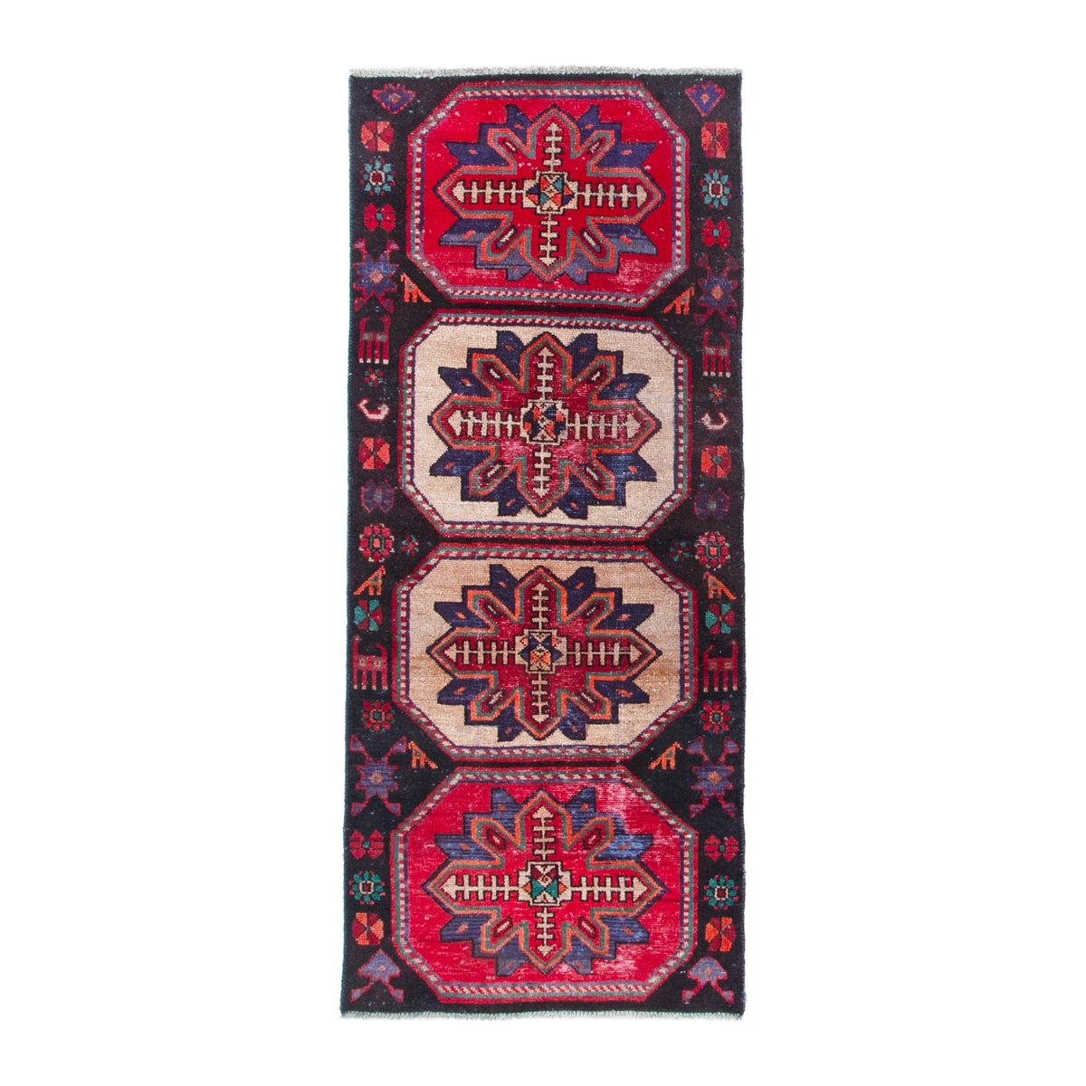 Persian Hamedan runner rug in burgundy and deep red, 2'9" x 6'5"