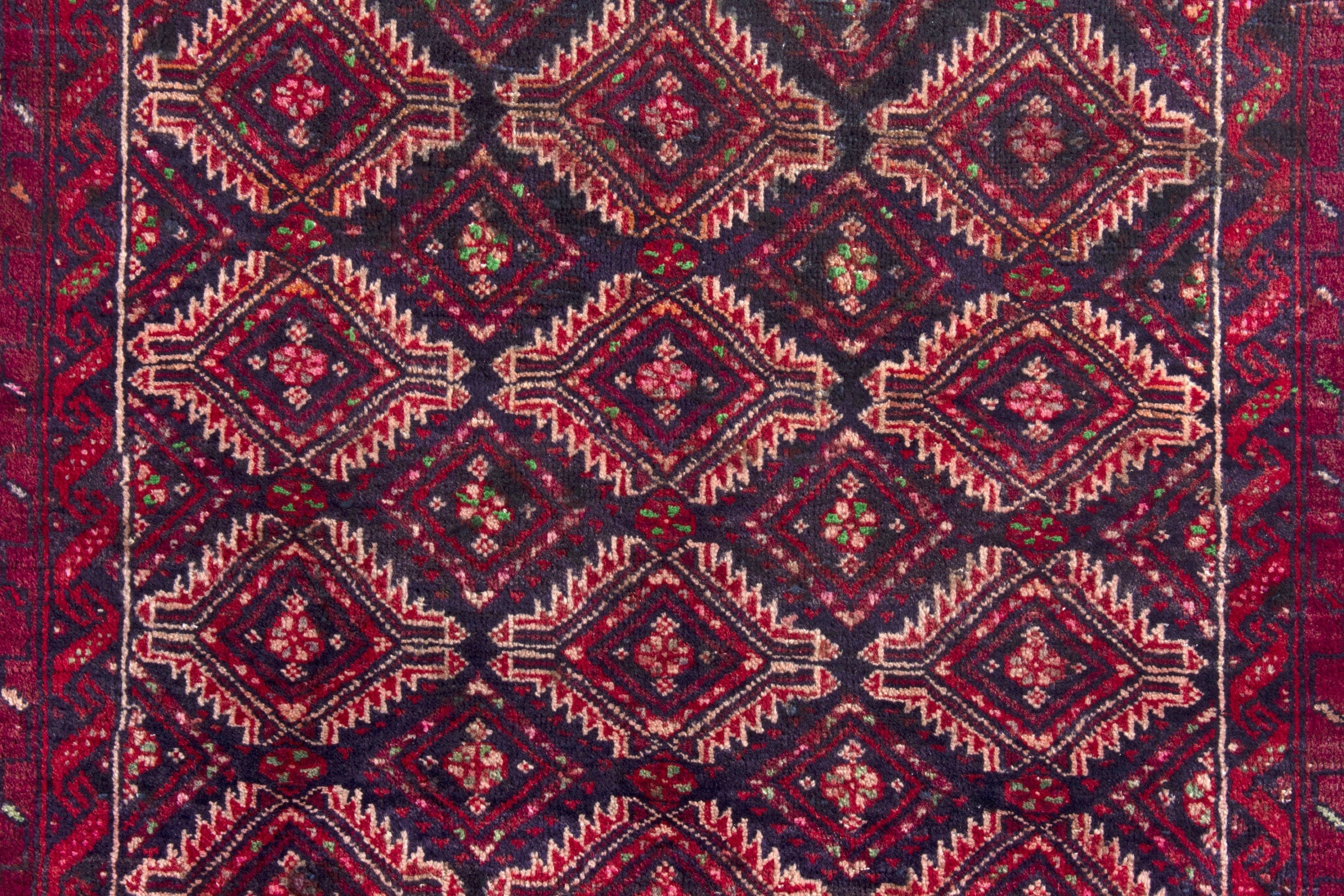 Persian Torkaman runner rug in terracotta and burgundy, view 11 of 17