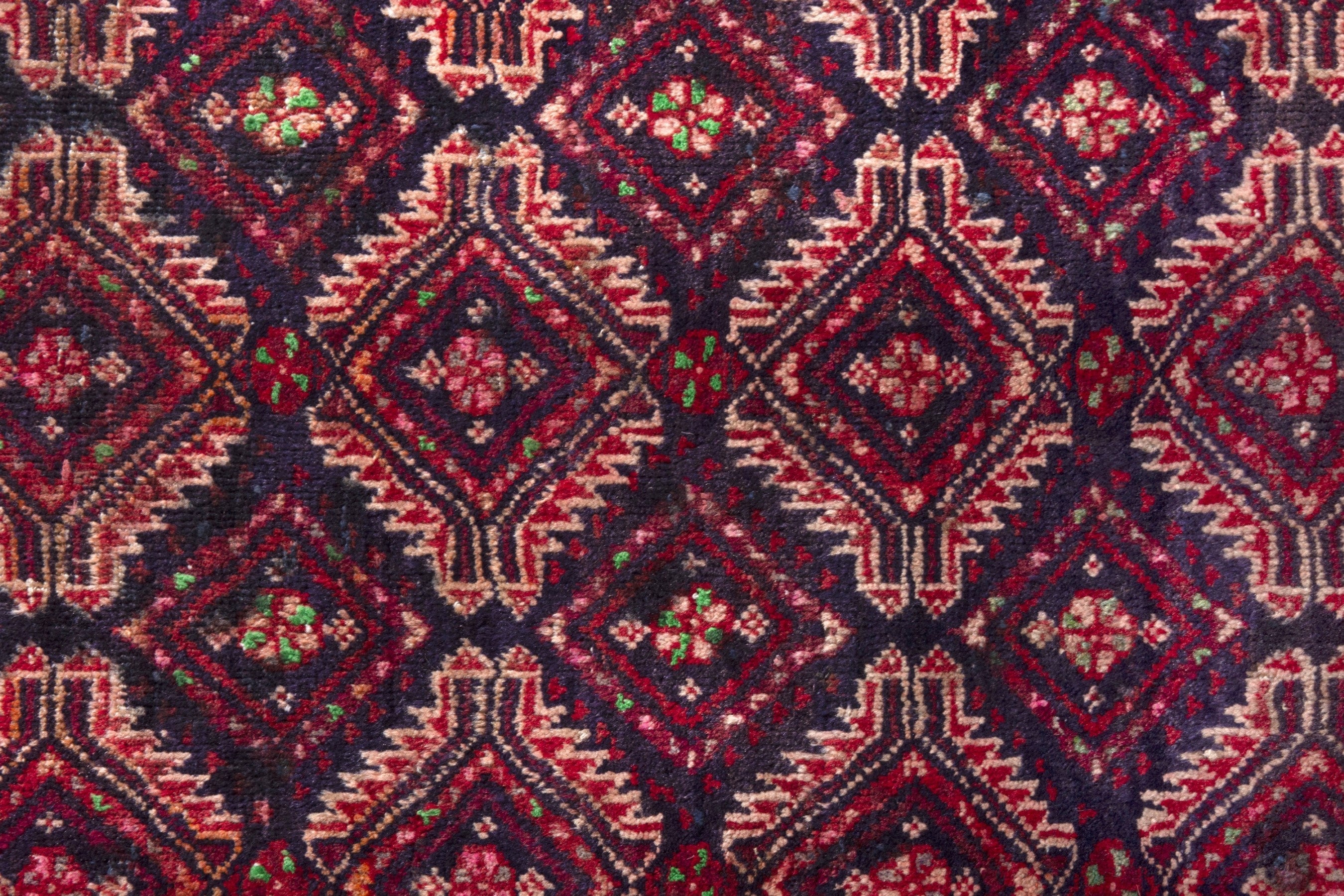 Persian Torkaman runner rug in terracotta and burgundy, view 13 of 17