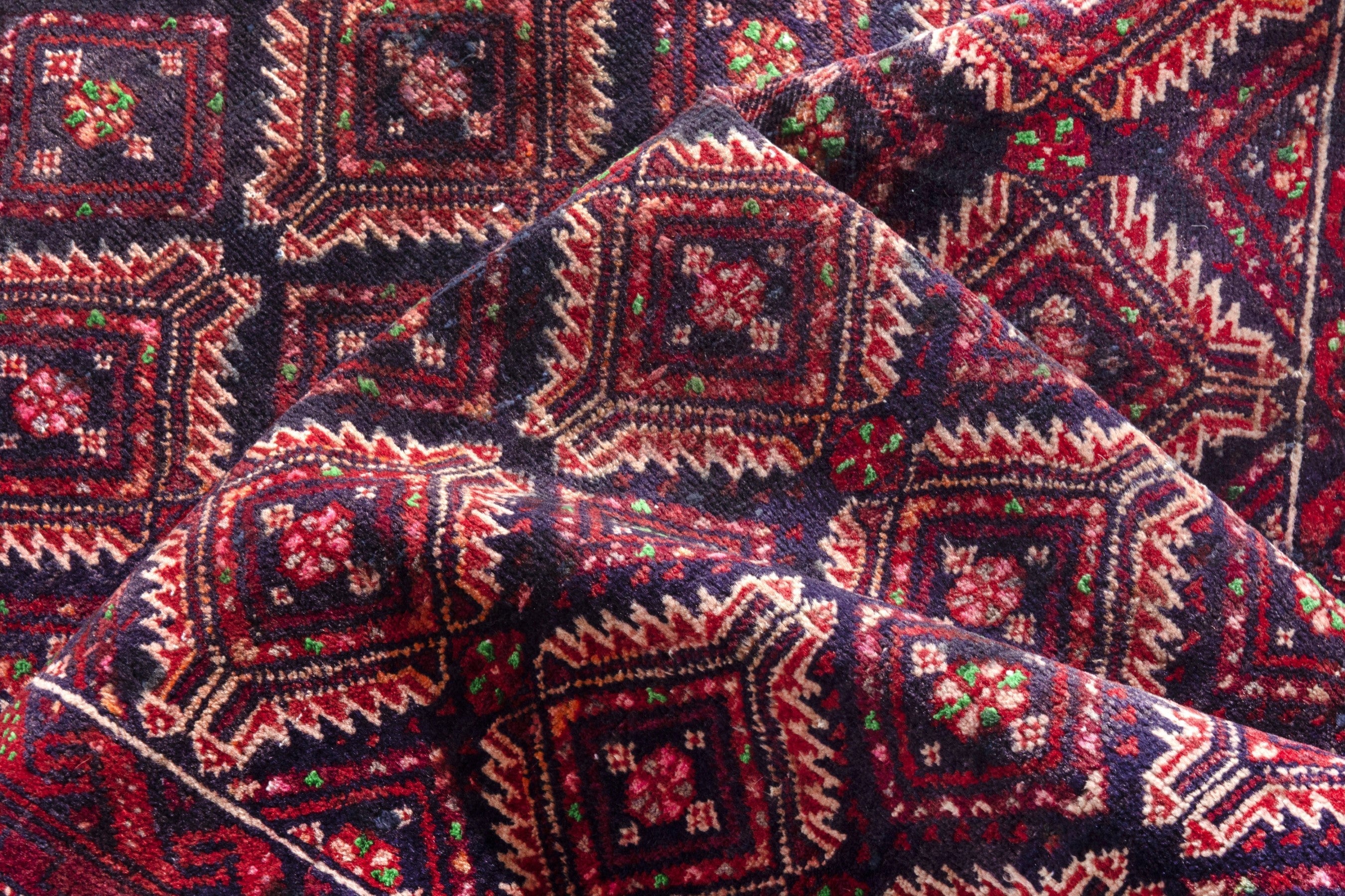 Persian Torkaman runner rug in terracotta and burgundy, view 14 of 17