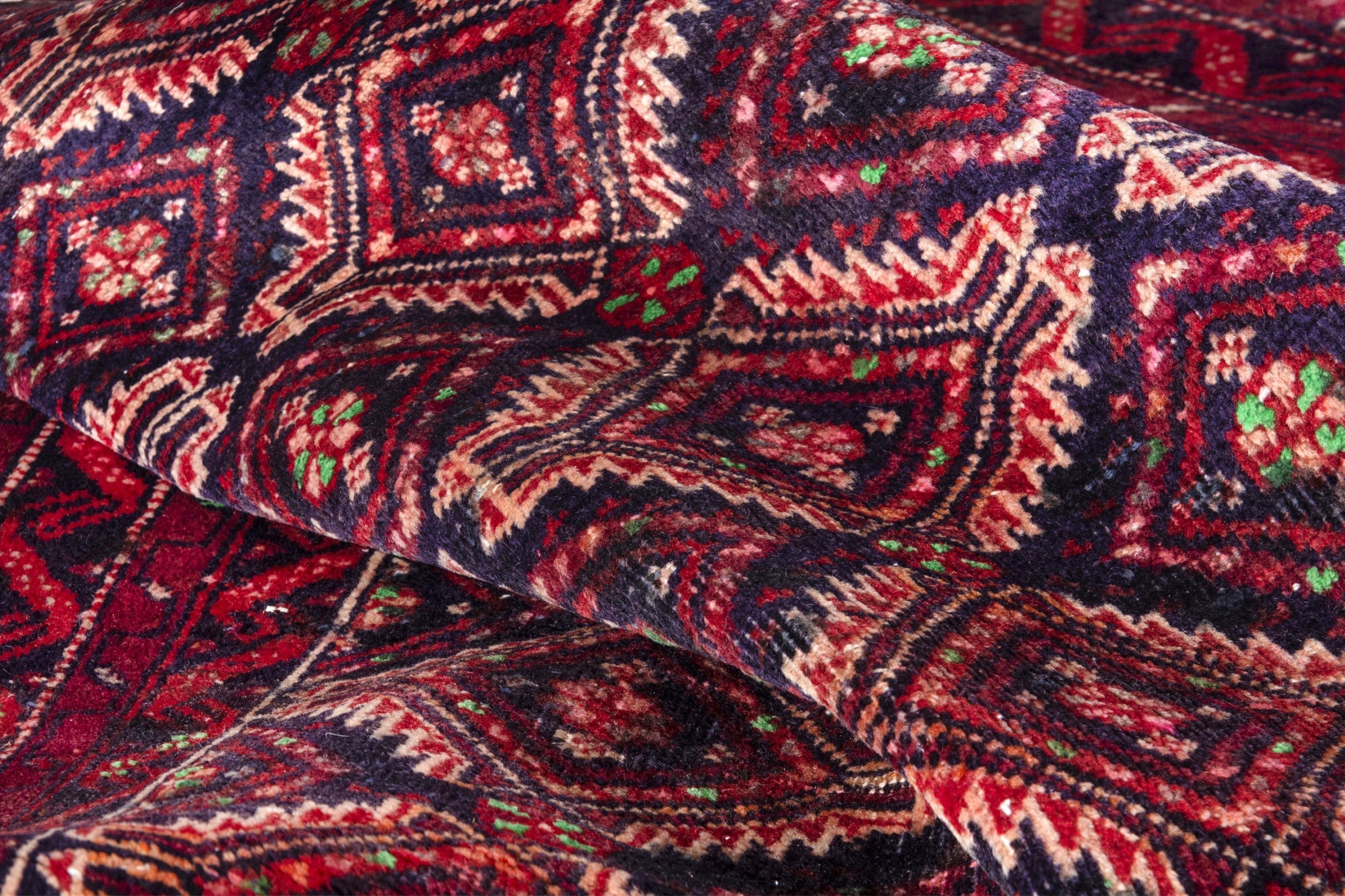 Persian Torkaman runner rug in terracotta and burgundy, view 15 of 17