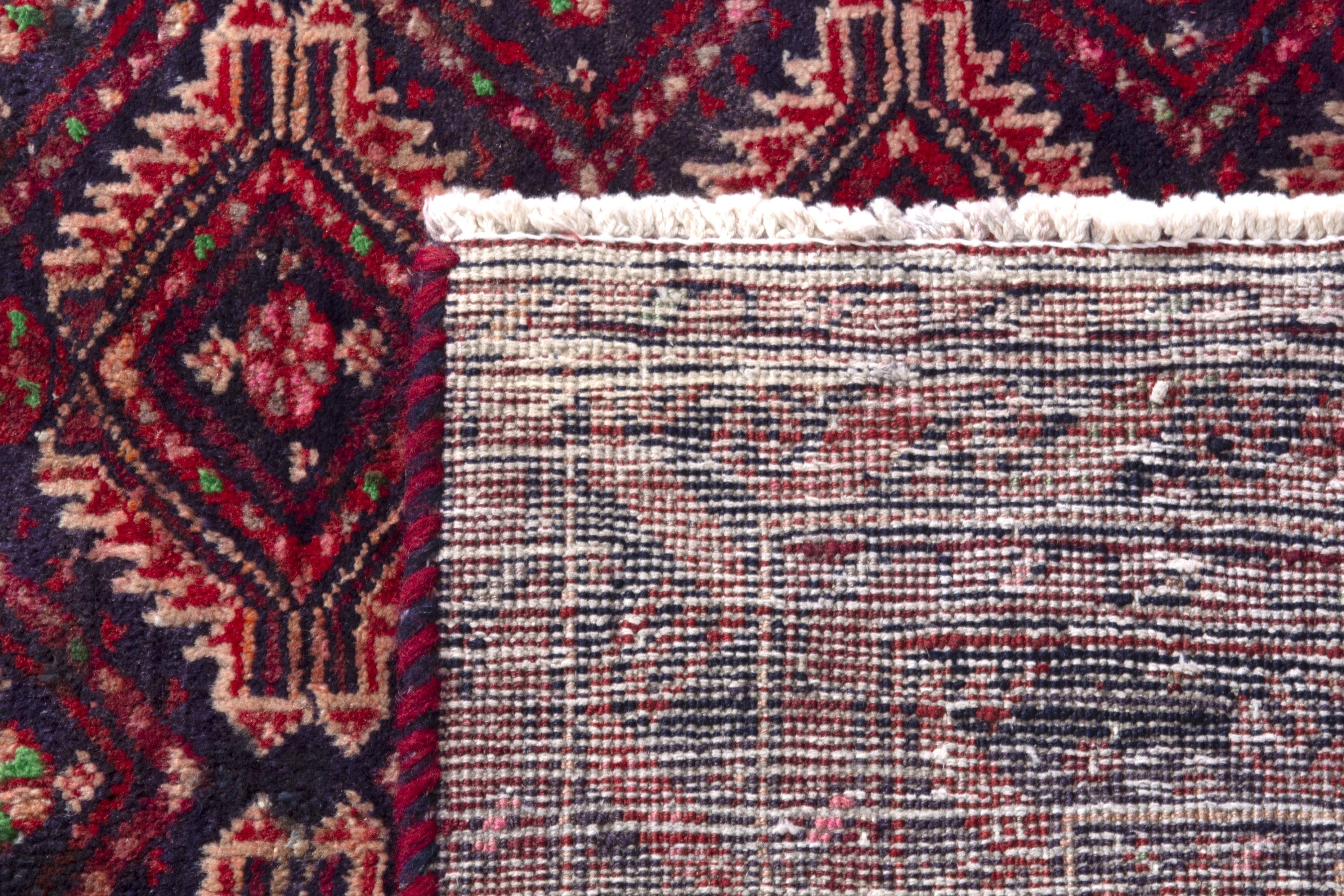 Persian Torkaman runner rug in terracotta and burgundy, view 17 of 17