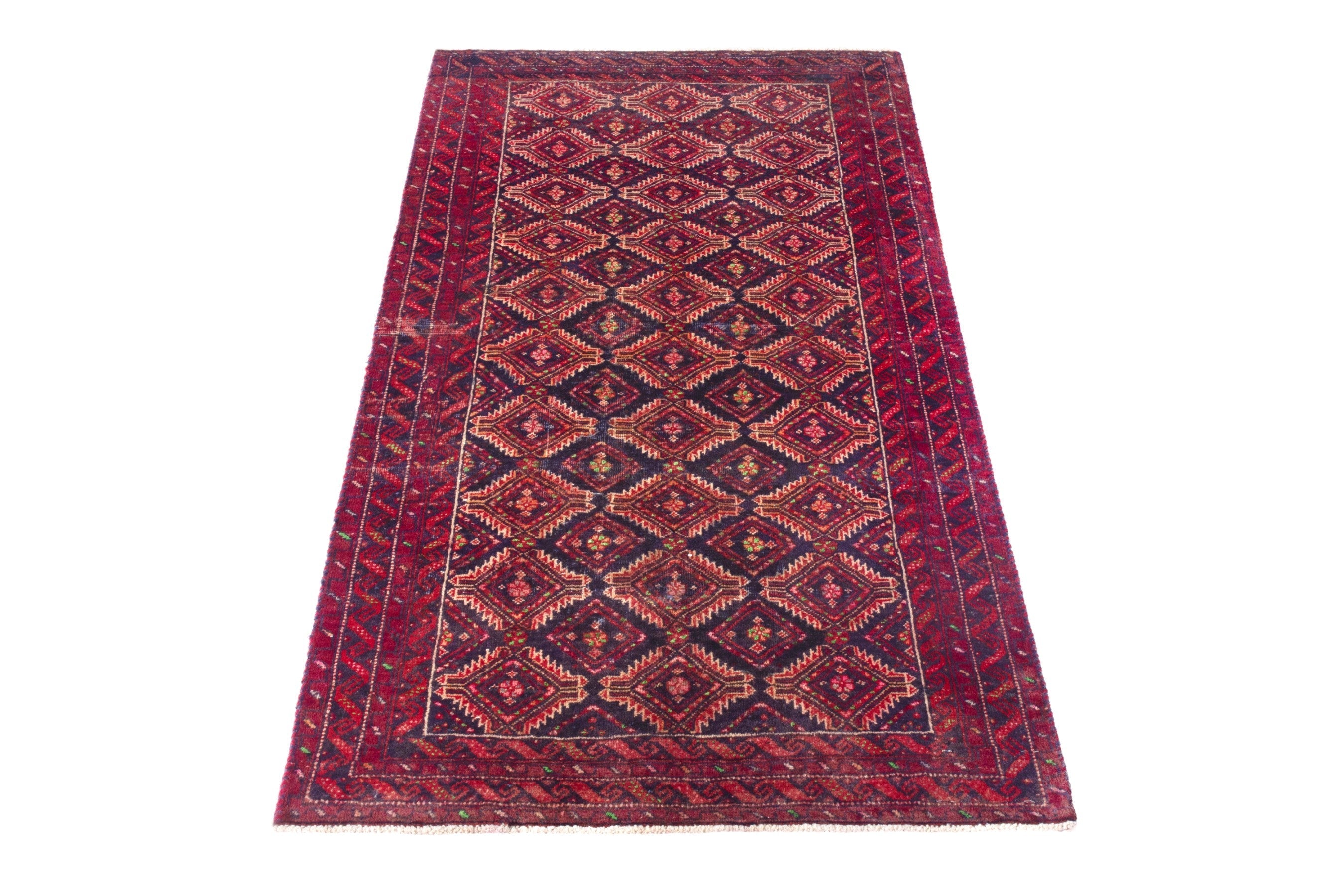 Persian Torkaman runner rug in terracotta and burgundy, view 2 of 17
