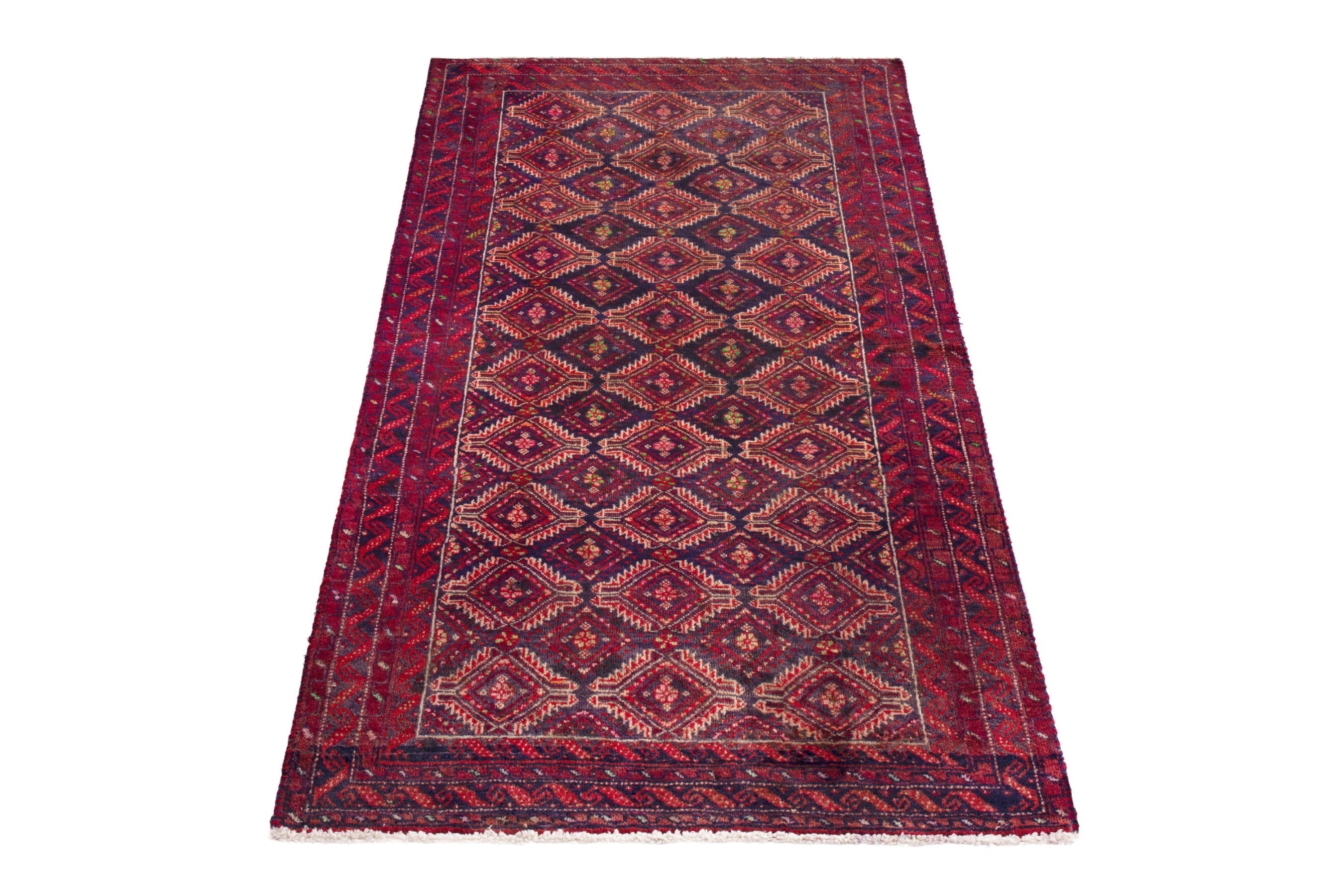 Persian Torkaman runner rug in terracotta and burgundy, view 3 of 17