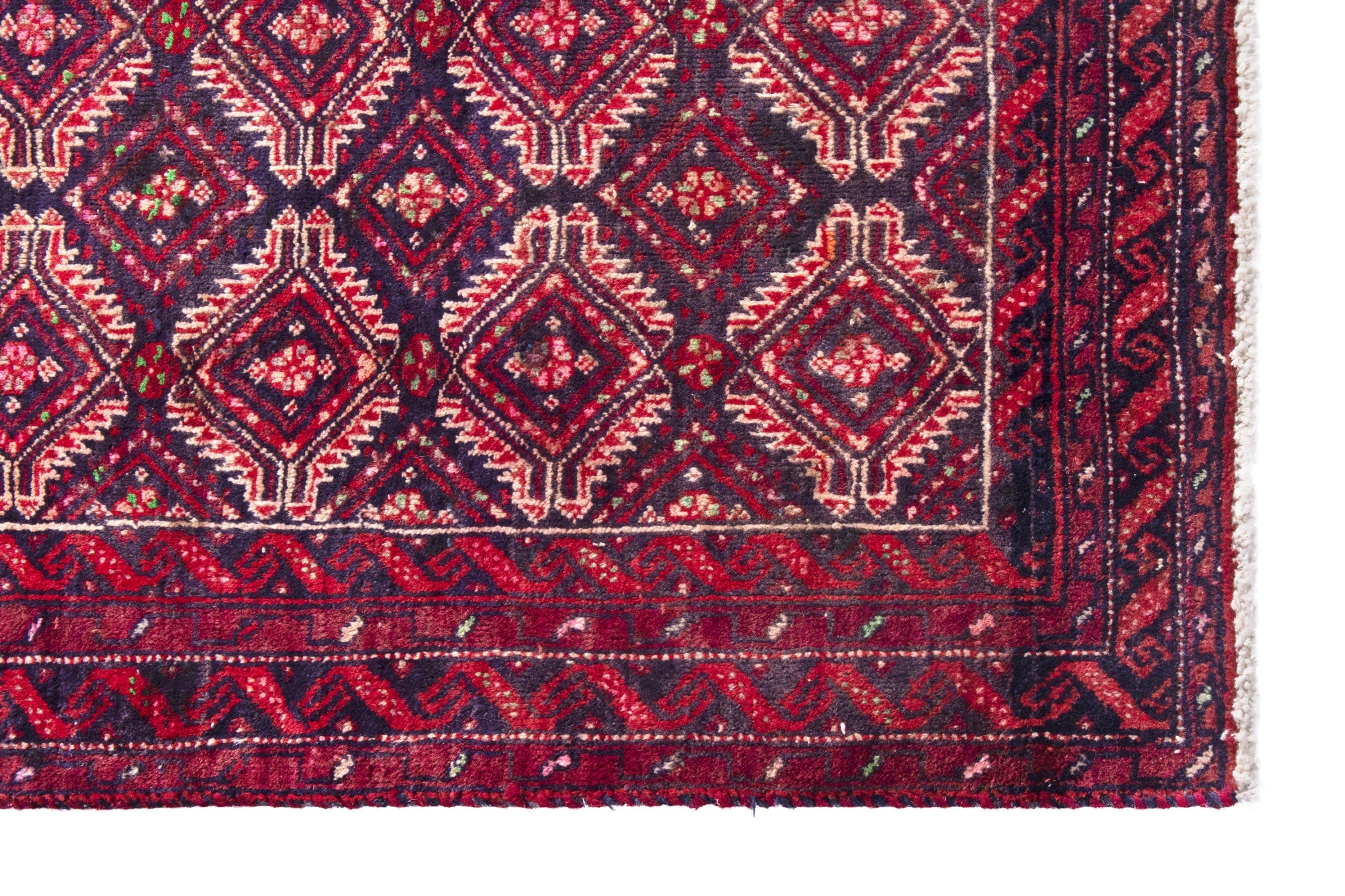 Persian Torkaman runner rug in terracotta and burgundy, view 5 of 17