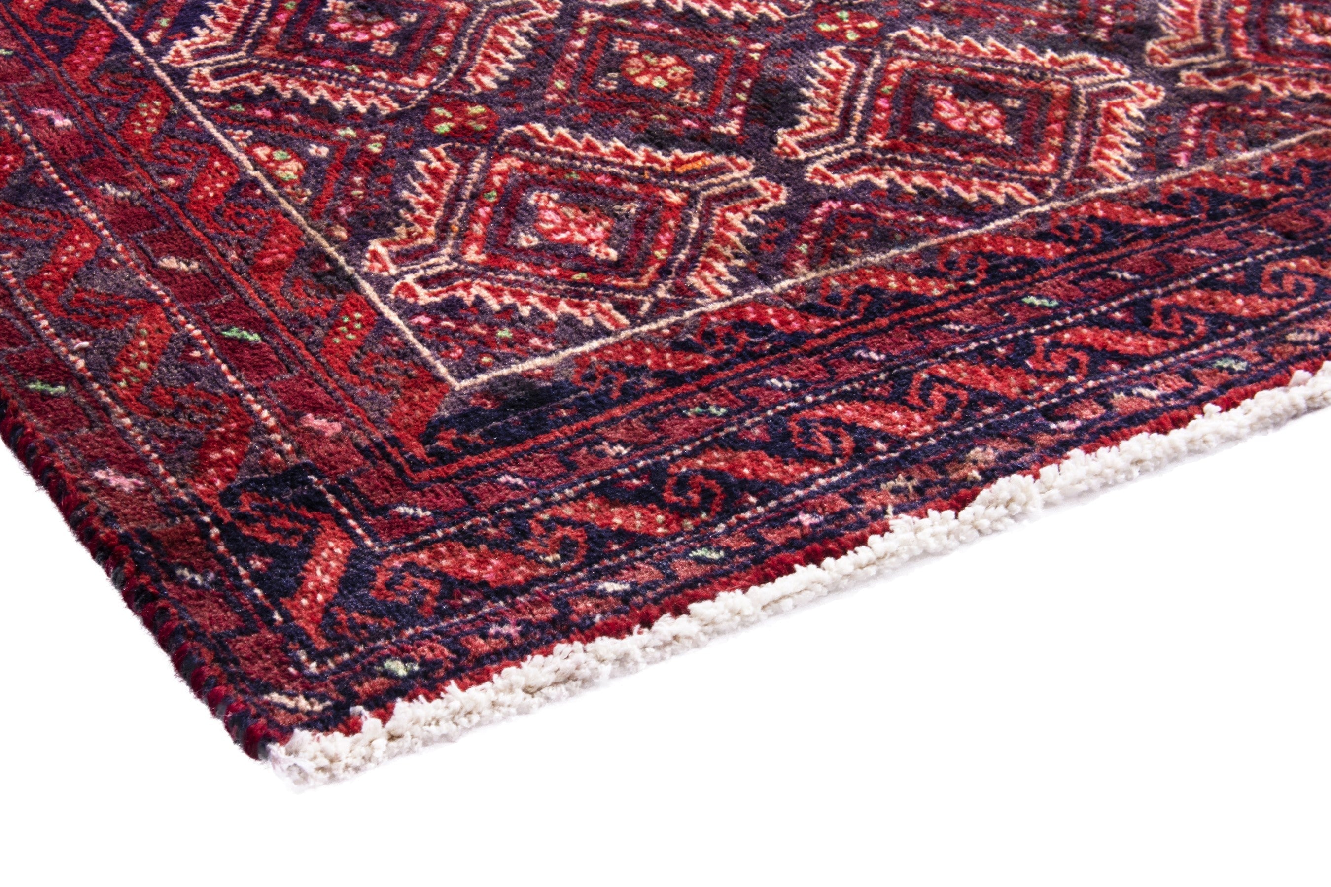 Persian Torkaman runner rug in terracotta and burgundy, view 4 of 17