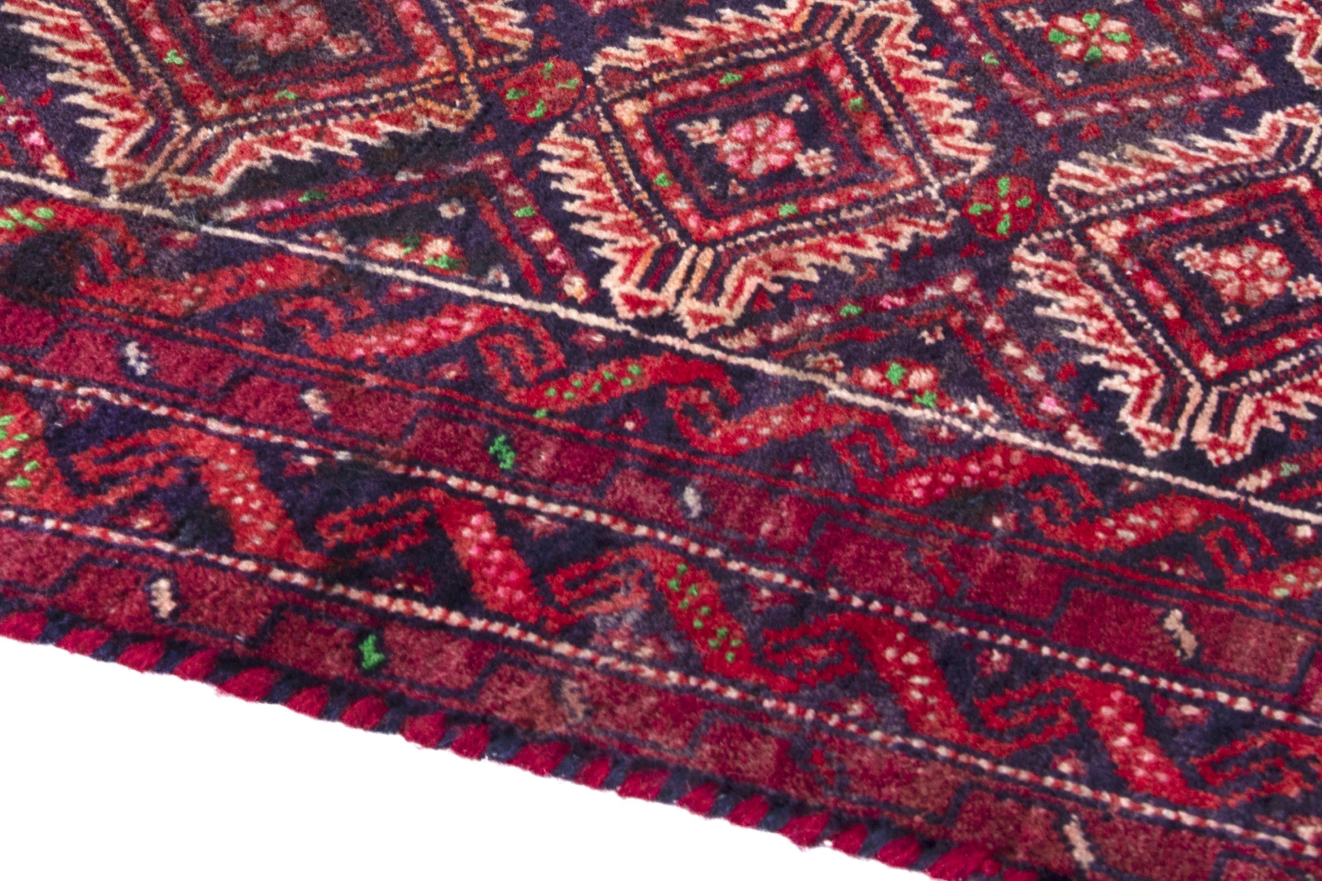 Persian Torkaman runner rug in terracotta and burgundy, view 8 of 17