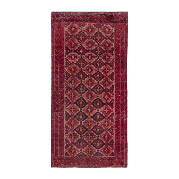 Persian Torkaman runner rug in terracotta and burgundy, 2'7" x 6'4"