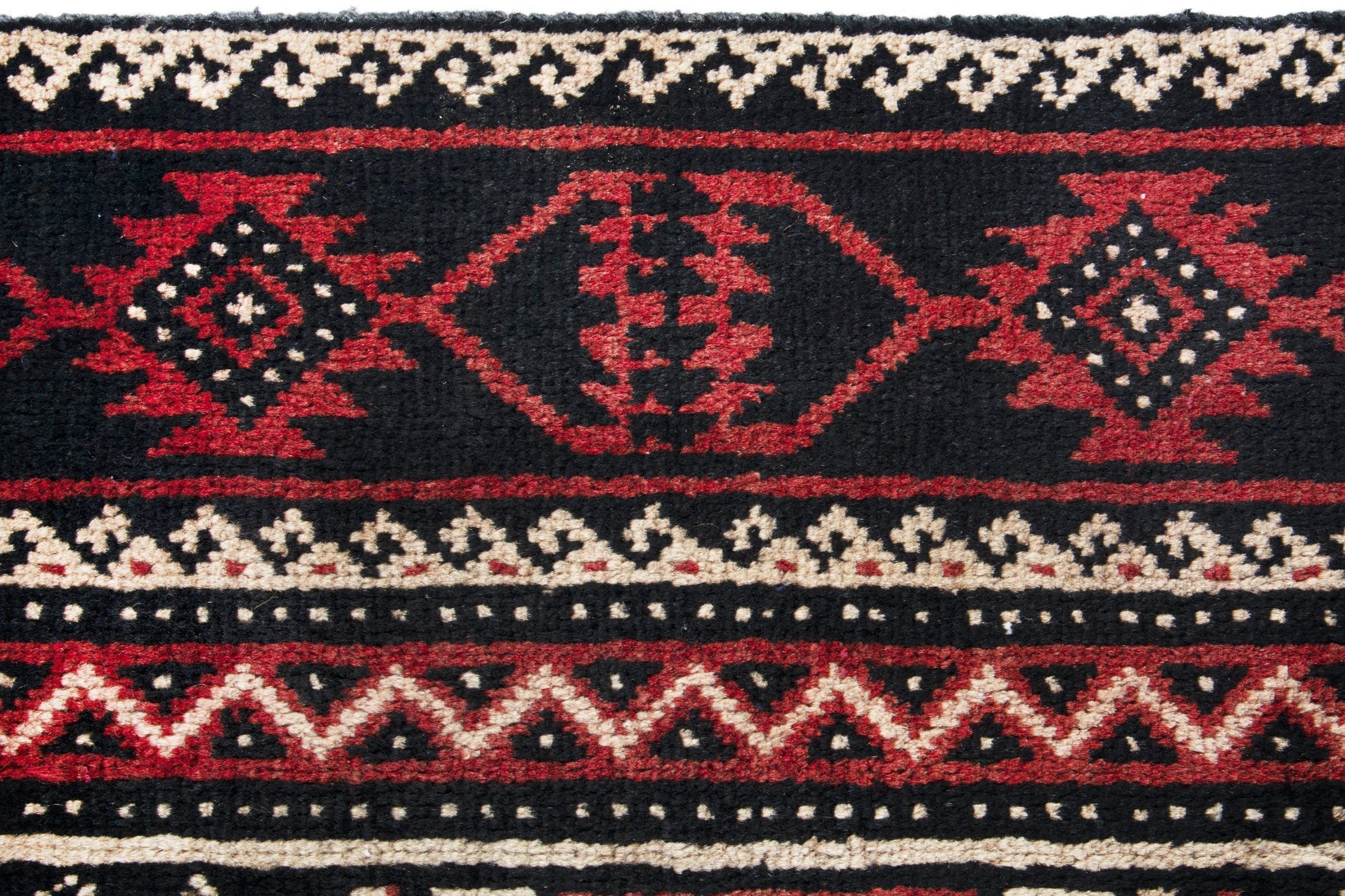 Persian Torkaman accent rug in deep red and cream, view 12 of 18