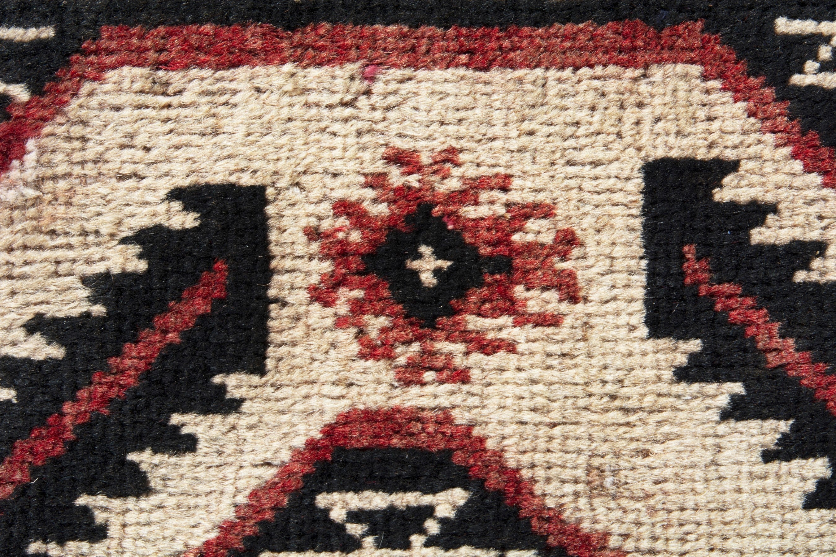 Persian Torkaman accent rug in deep red and cream, view 14 of 18