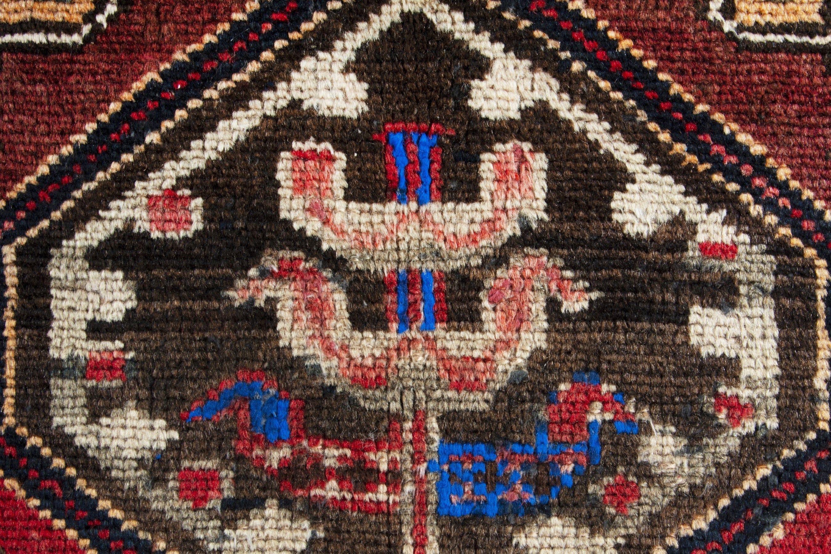 Persian Hamedan accent rug in deep red and burgundy, view 12 of 18