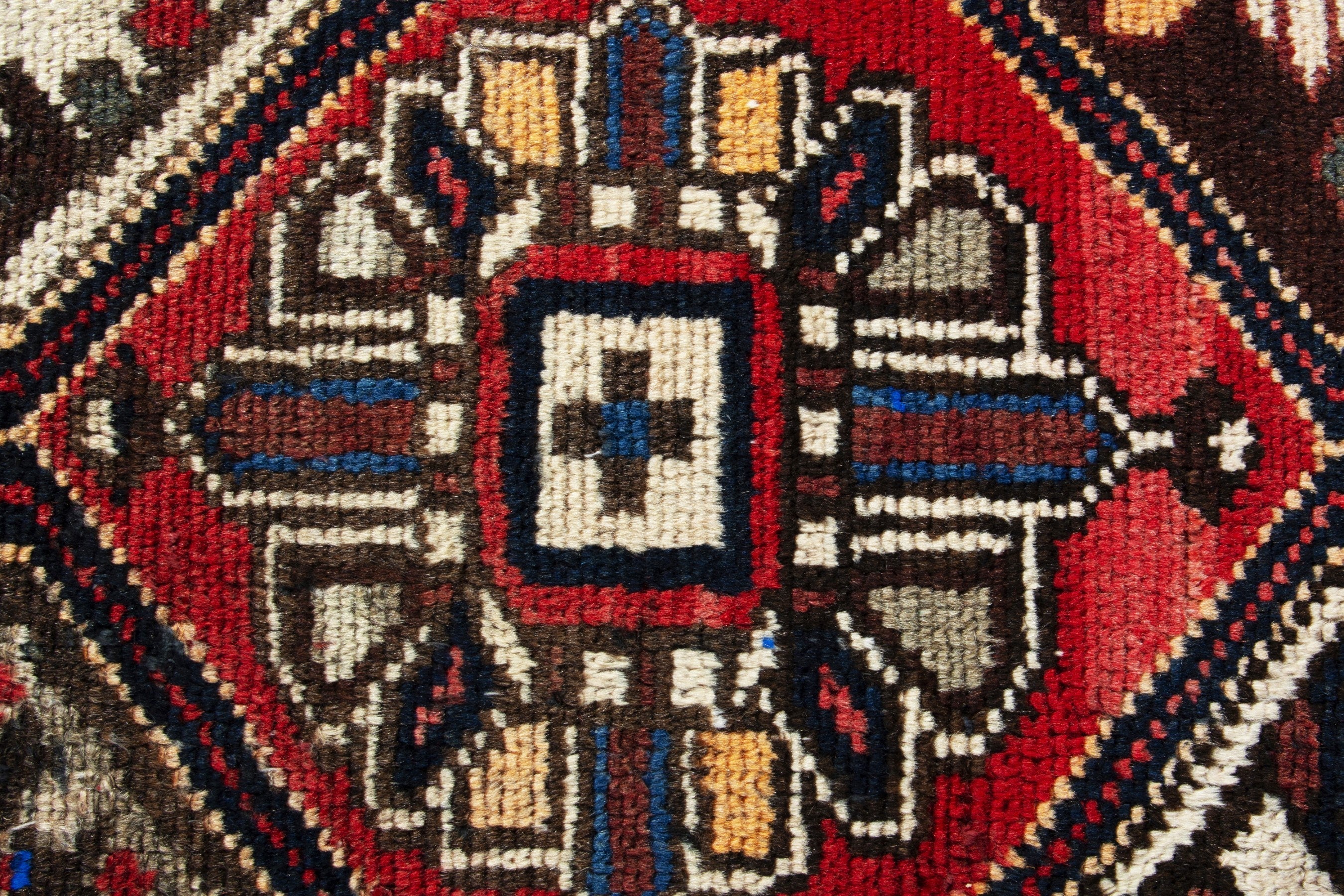 Persian Hamedan accent rug in deep red and burgundy, view 13 of 18