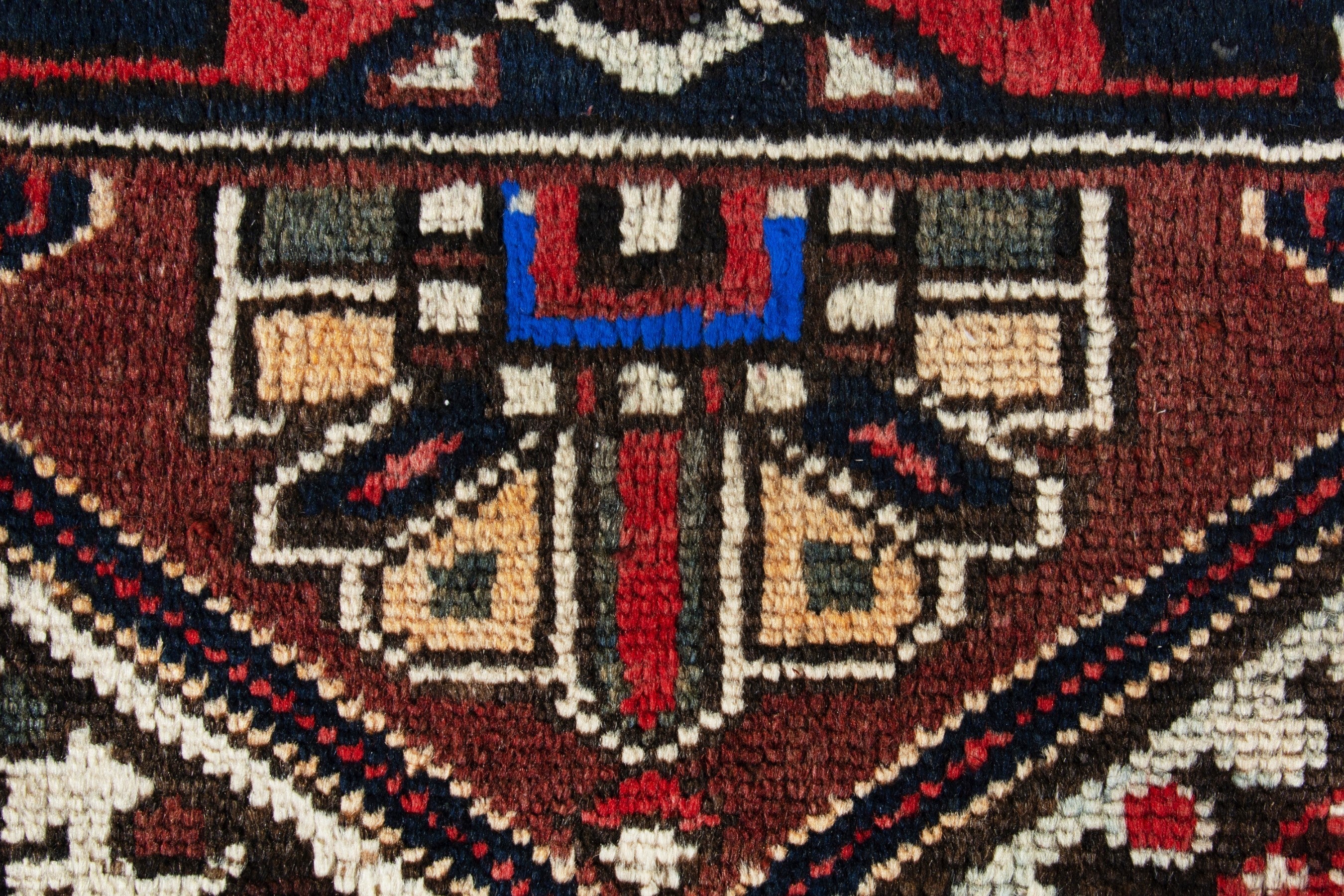 Persian Hamedan accent rug in deep red and burgundy, view 14 of 18