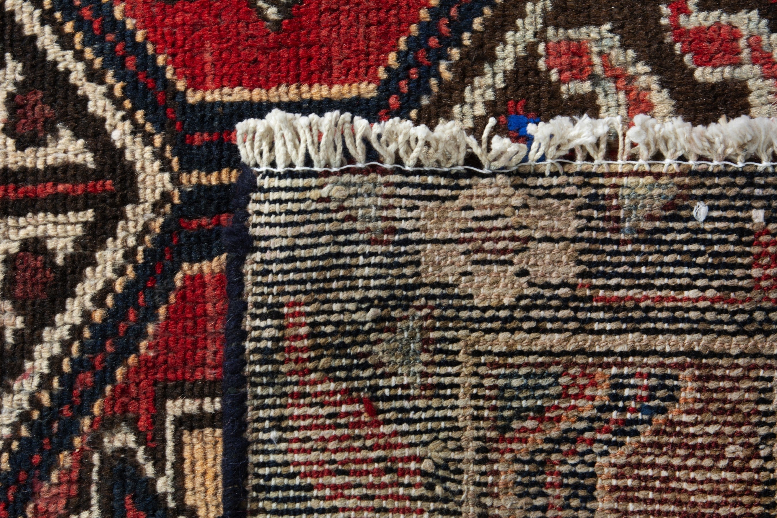 Persian Hamedan accent rug in deep red and burgundy, view 18 of 18