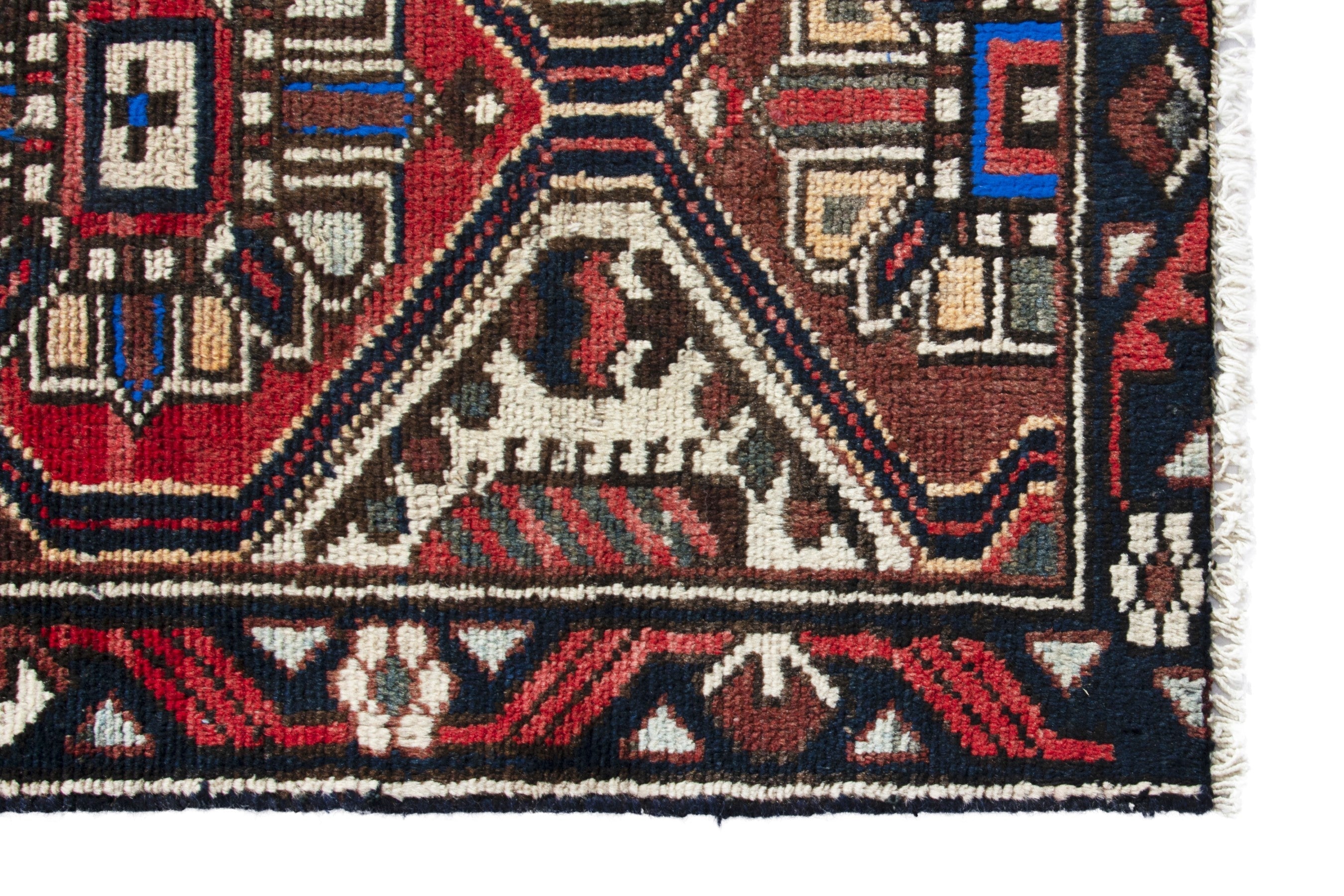 Persian Hamedan accent rug in deep red and burgundy, view 5 of 18