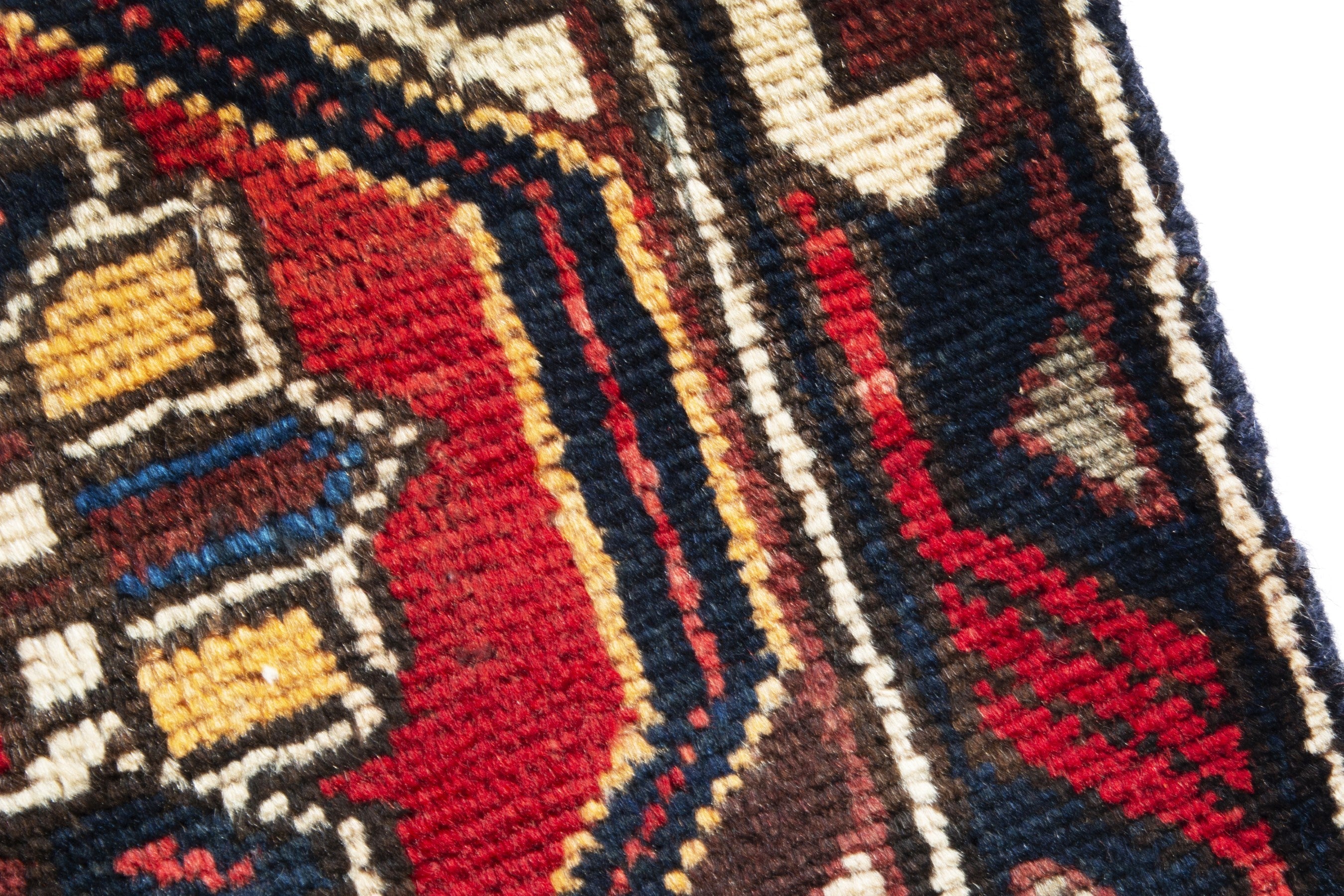 Persian Hamedan accent rug in deep red and burgundy, view 7 of 18