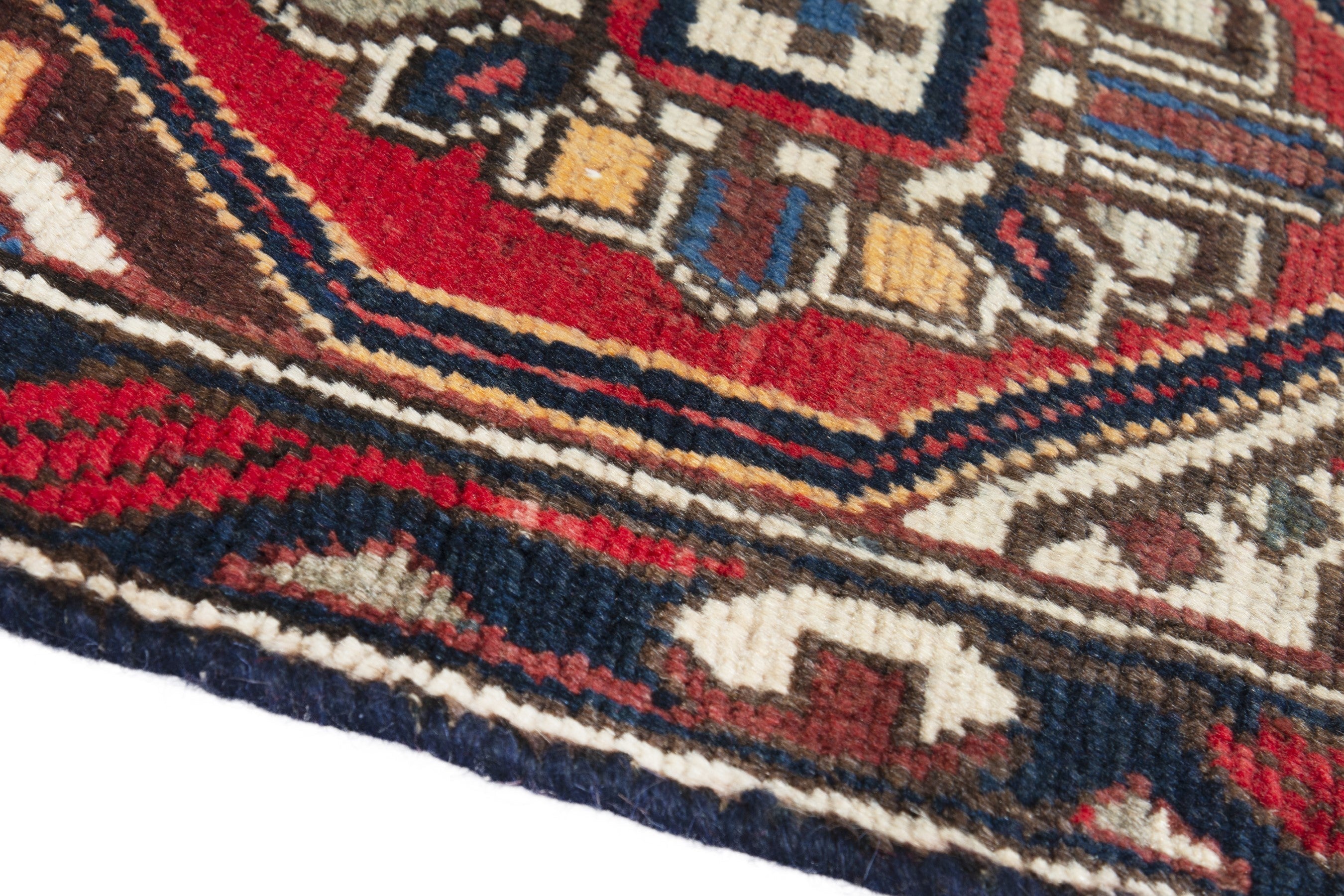 Persian Hamedan accent rug in deep red and burgundy, view 8 of 18