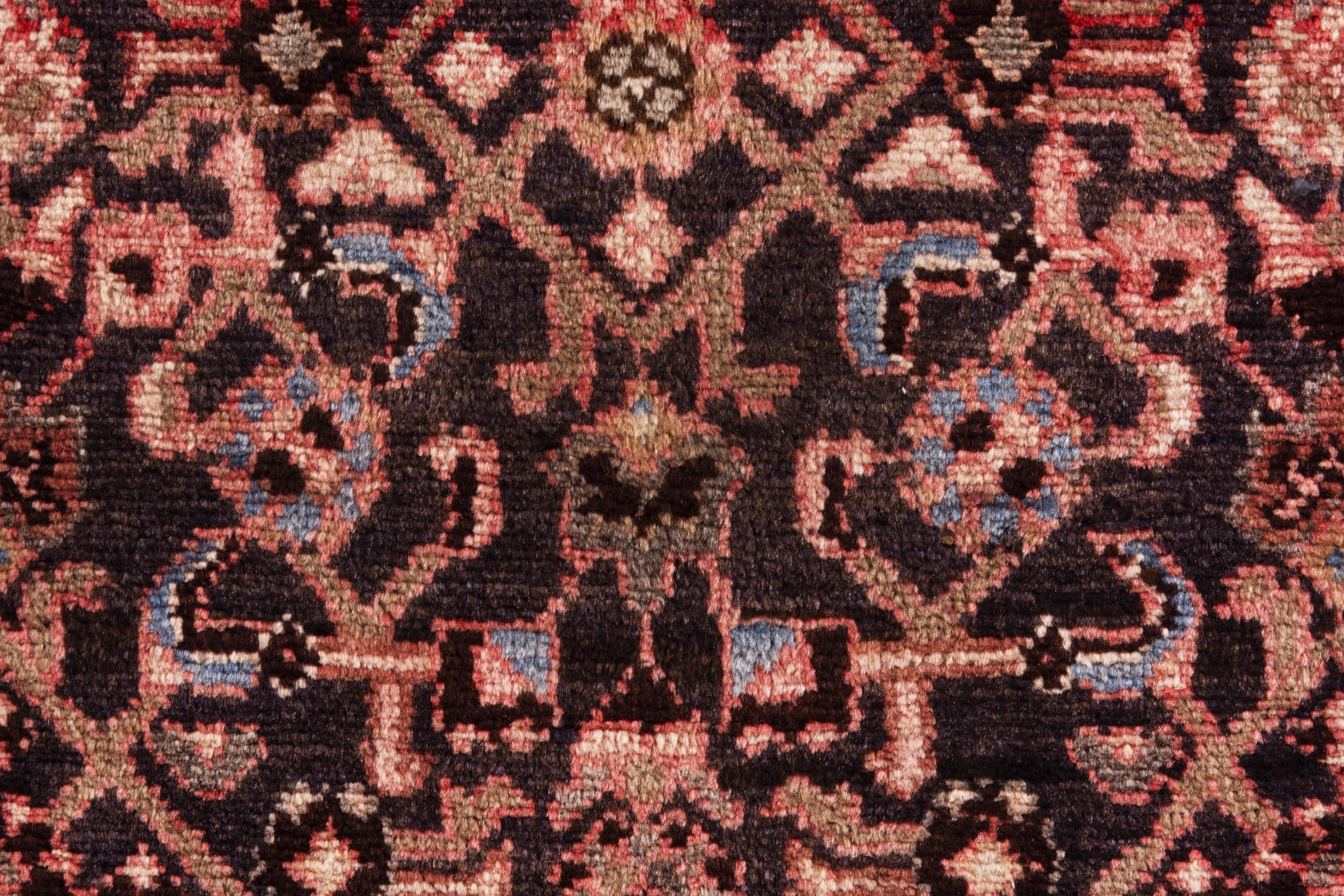 Persian Hamedan runner rug in burgundy and muted pink, view 10 of 20