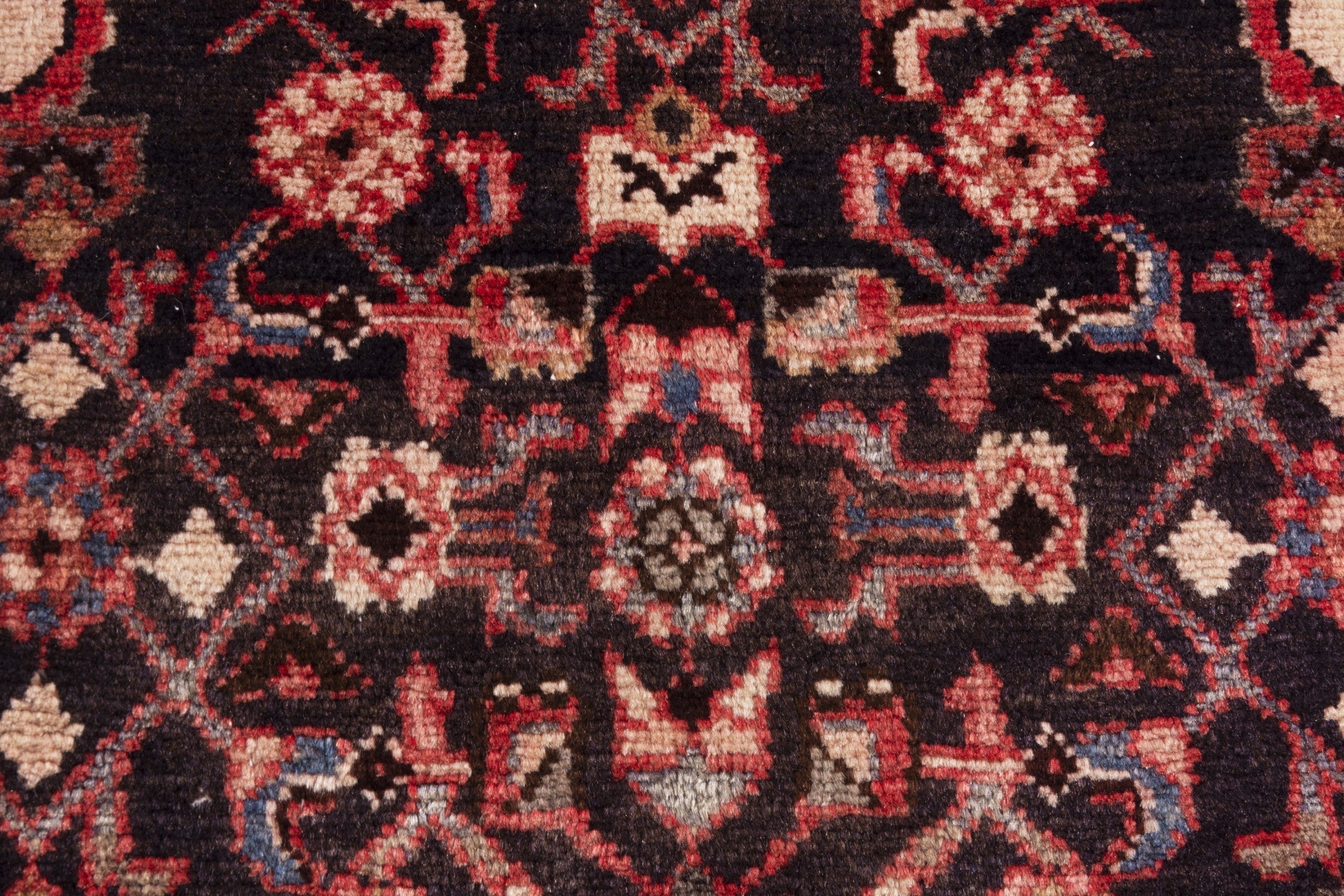 Persian Hamedan runner rug in burgundy and muted pink, view 11 of 20