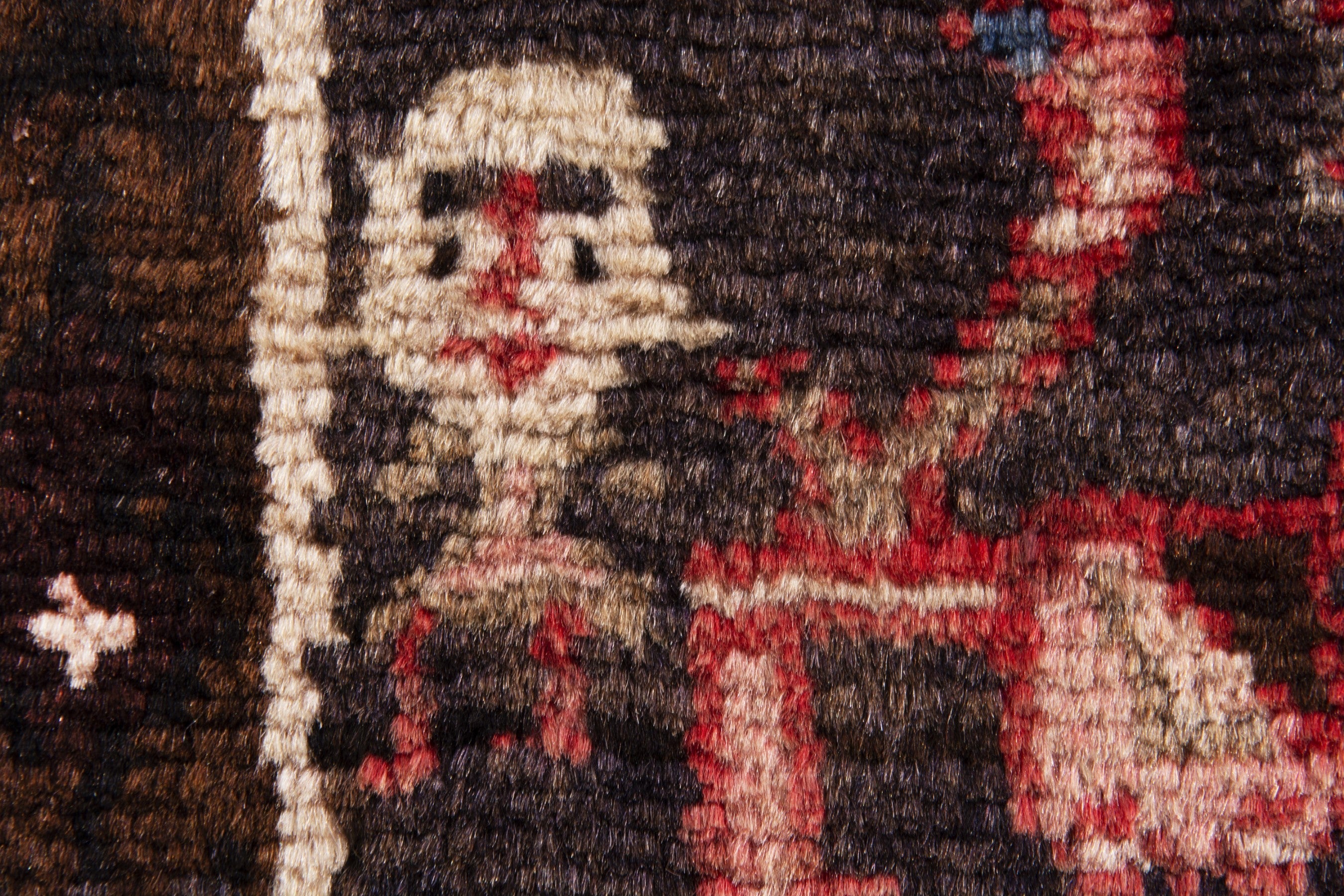 Persian Hamedan runner rug in burgundy and muted pink, view 14 of 20